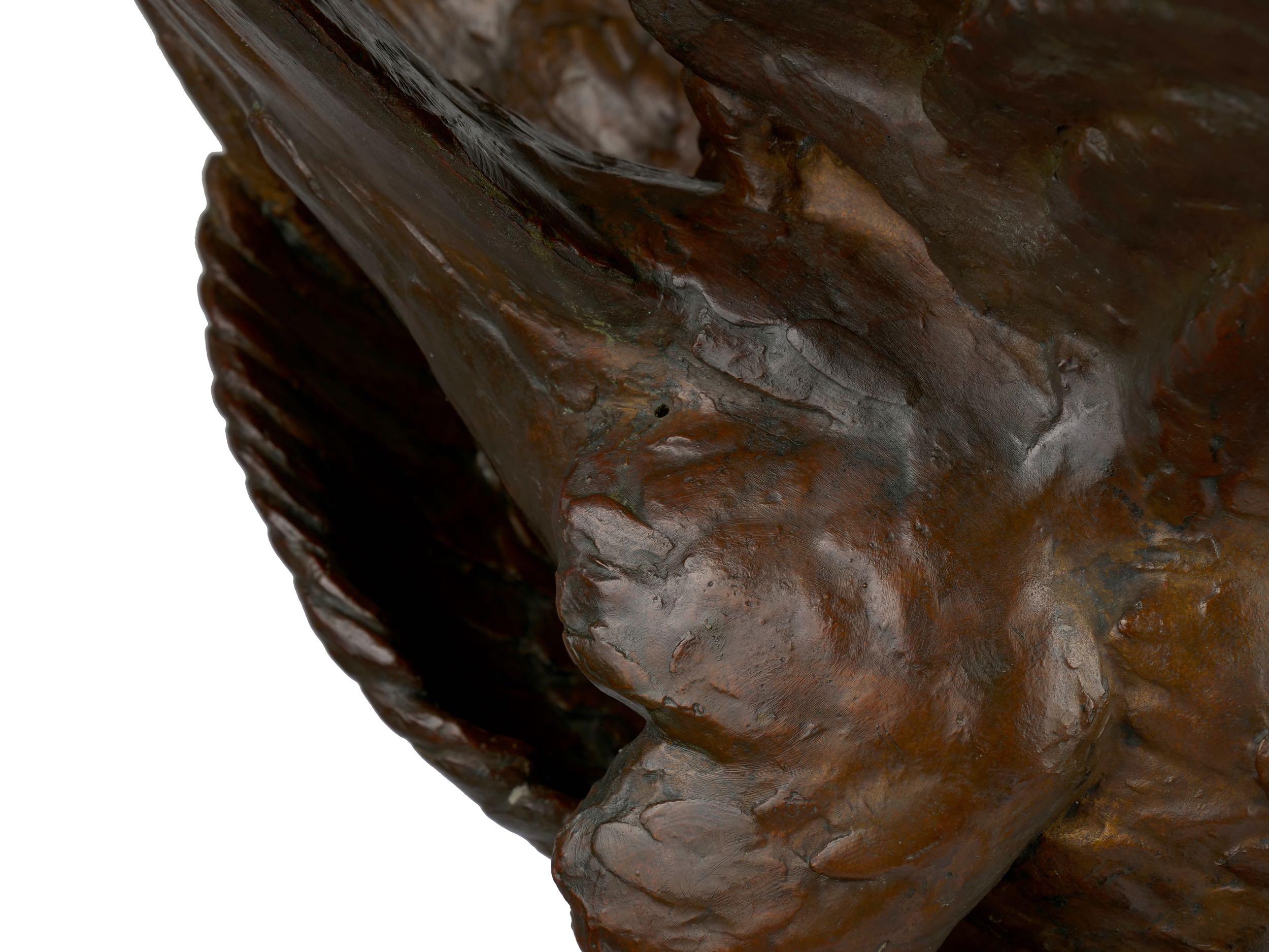 Modernistische Art-Déco-Bronzeskulptur „Fighting Eagles“ von Maximilien Fiot & Susse im Angebot 8