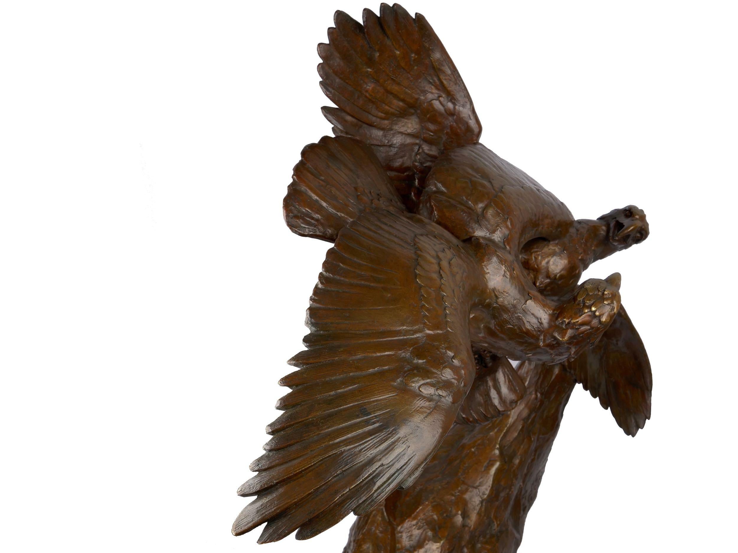 “Fighting Eagles” Modernist Art Deco Bronze Sculpture by Maximilien Fiot & Susse For Sale 9