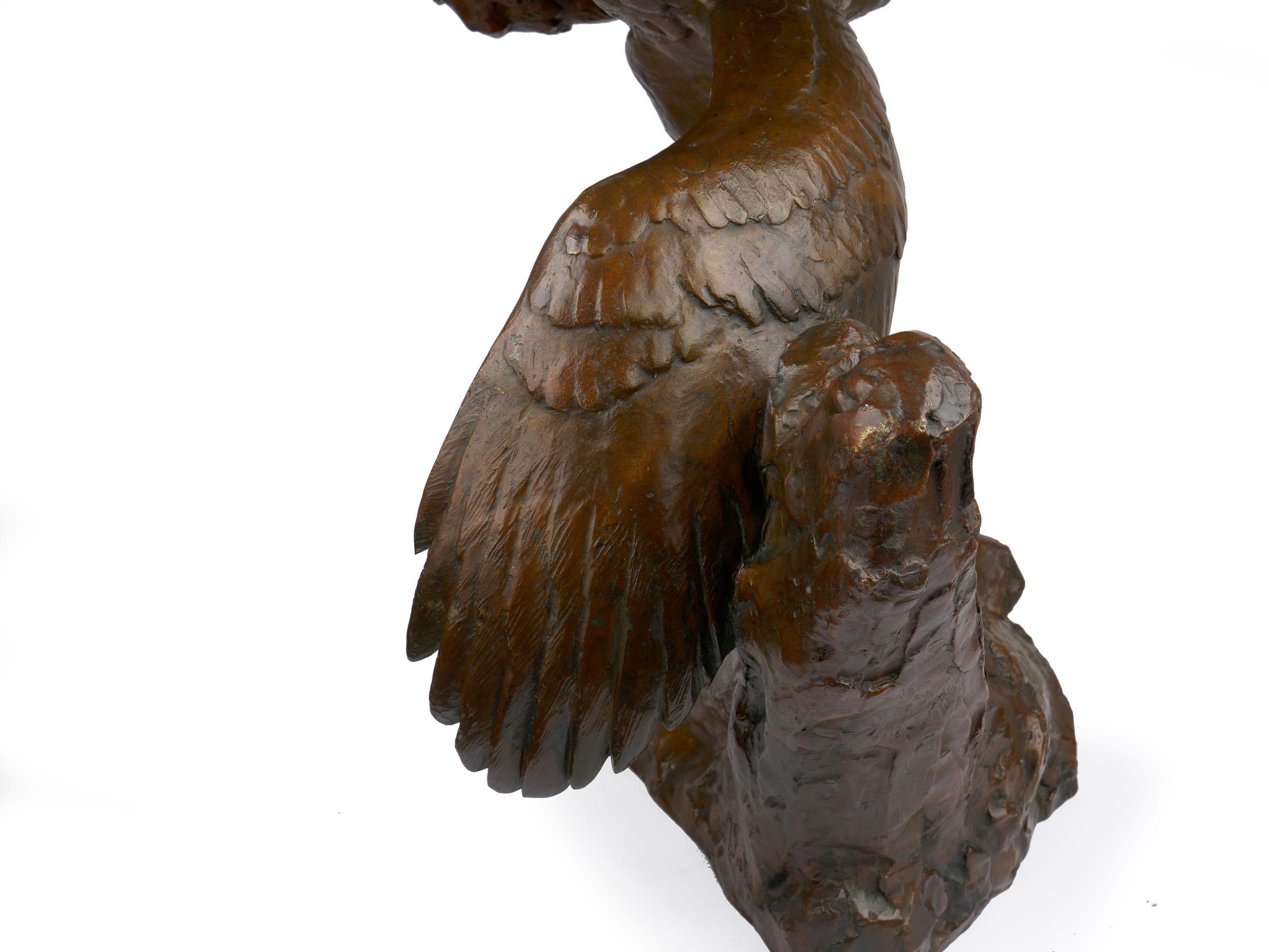 Modernistische Art-Déco-Bronzeskulptur „Fighting Eagles“ von Maximilien Fiot & Susse im Angebot 13
