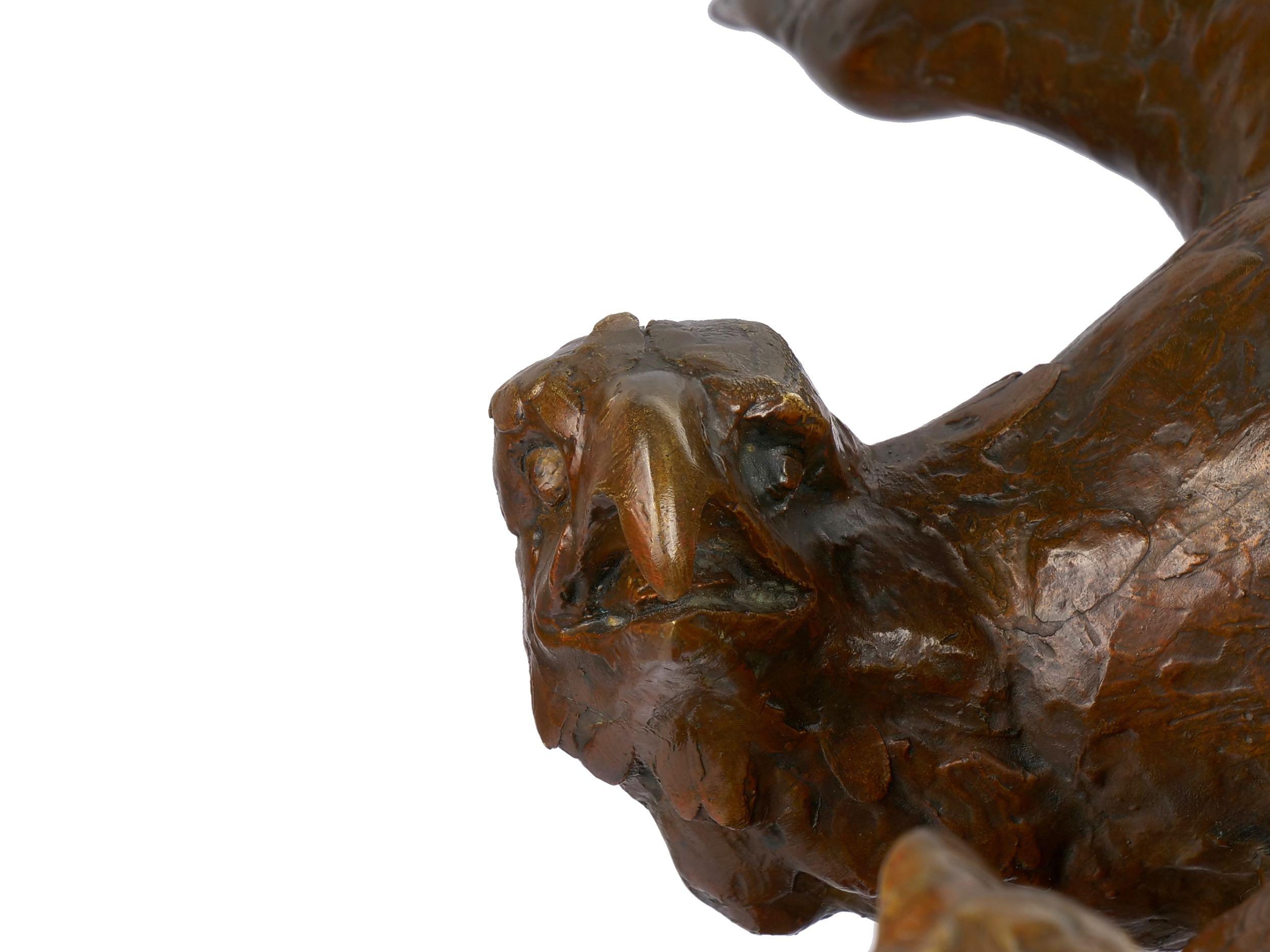 “Fighting Eagles” Modernist Art Deco Bronze Sculpture by Maximilien Fiot & Susse 14