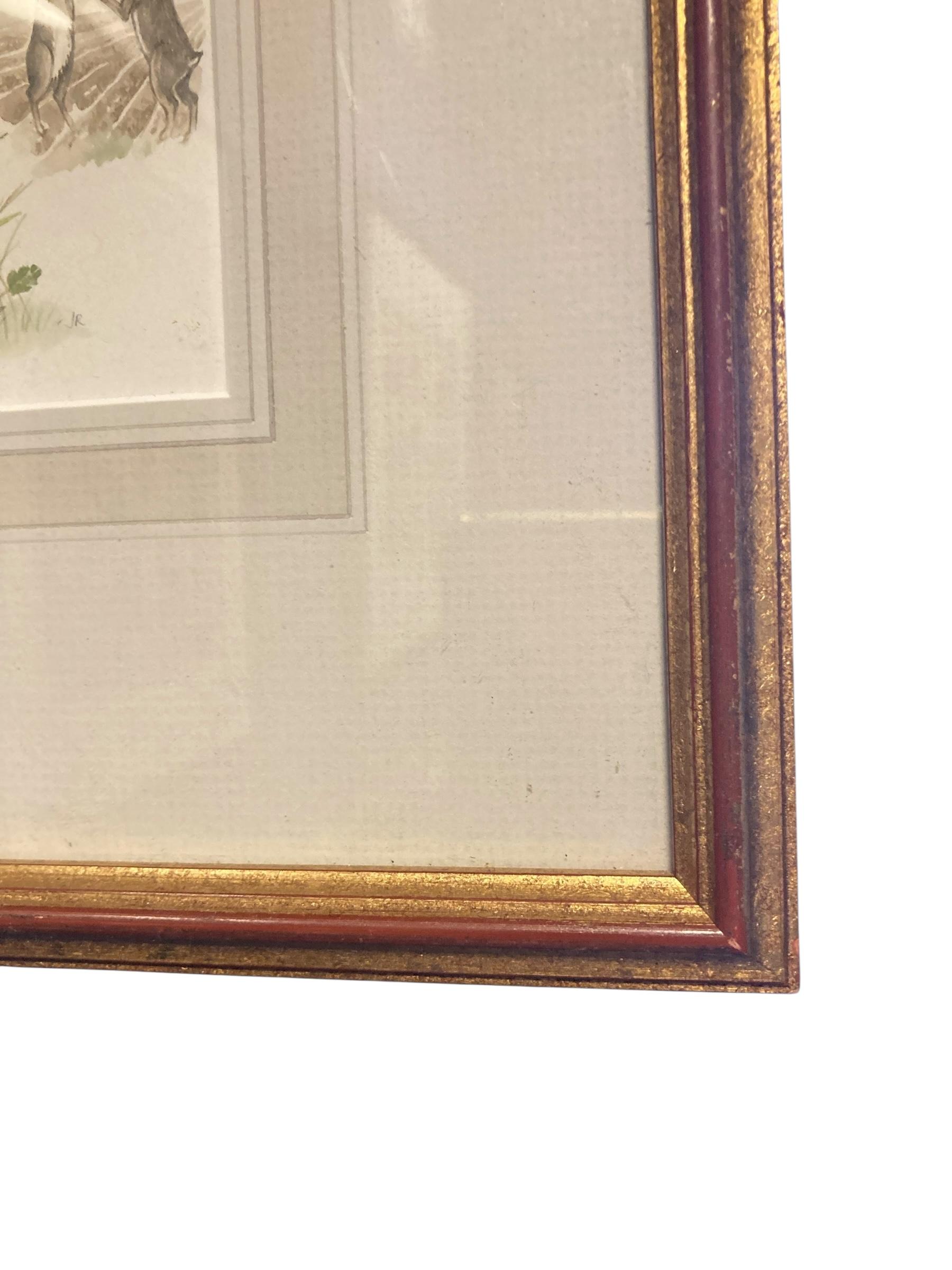 Kämpfende Hasen Aquarell auf Leinwand im Angebot 2