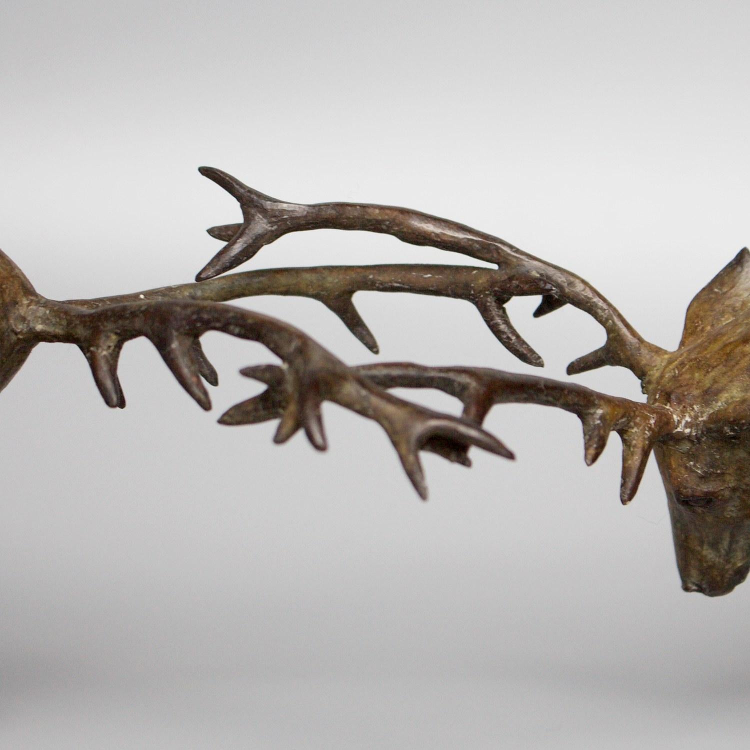 'Fighting Stags' Limited Edition Contemporary Bronze Sculpture by Jenna Gearing 1