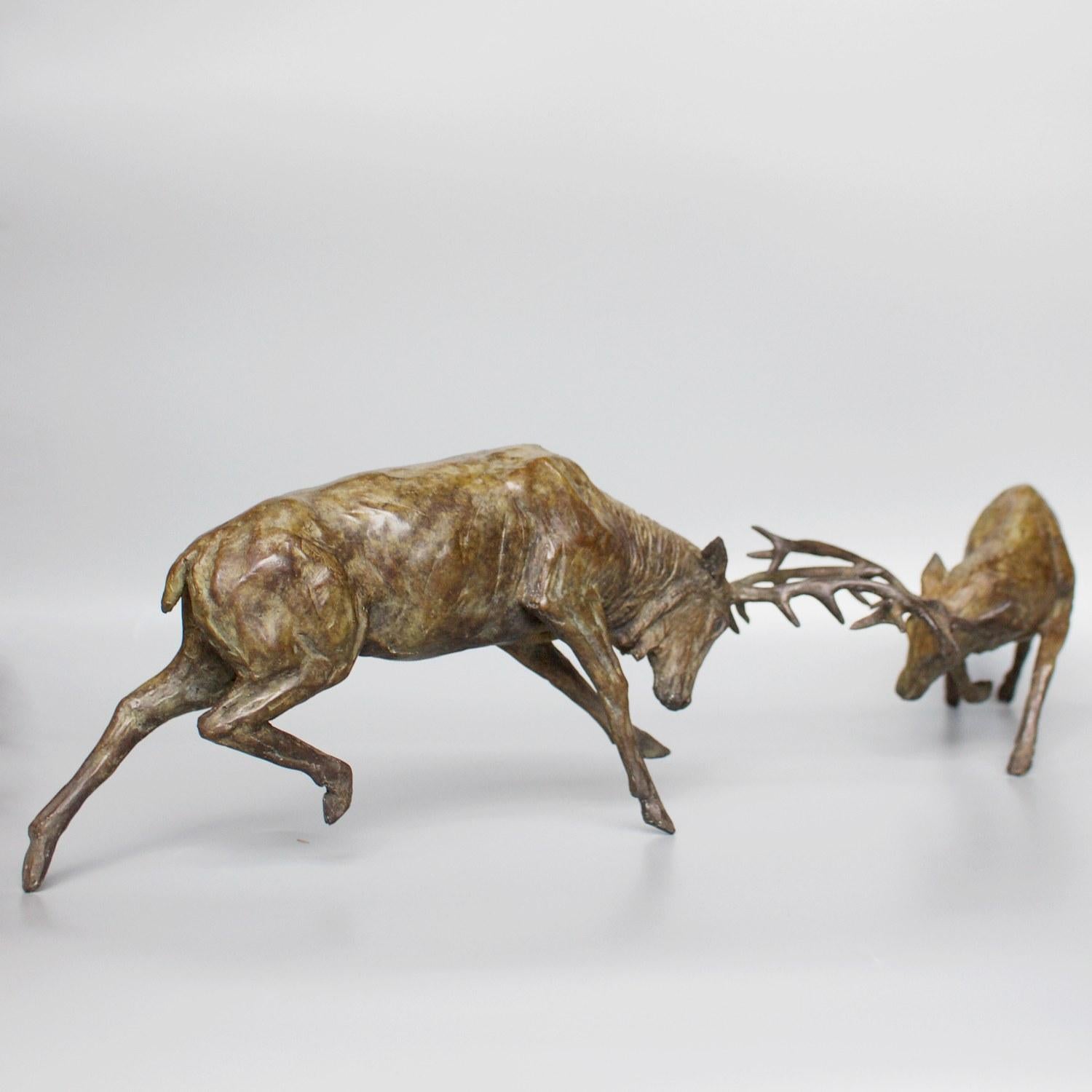 'Fighting Stags' Limited Edition Contemporary Bronze Sculpture by Jenna Gearing 2