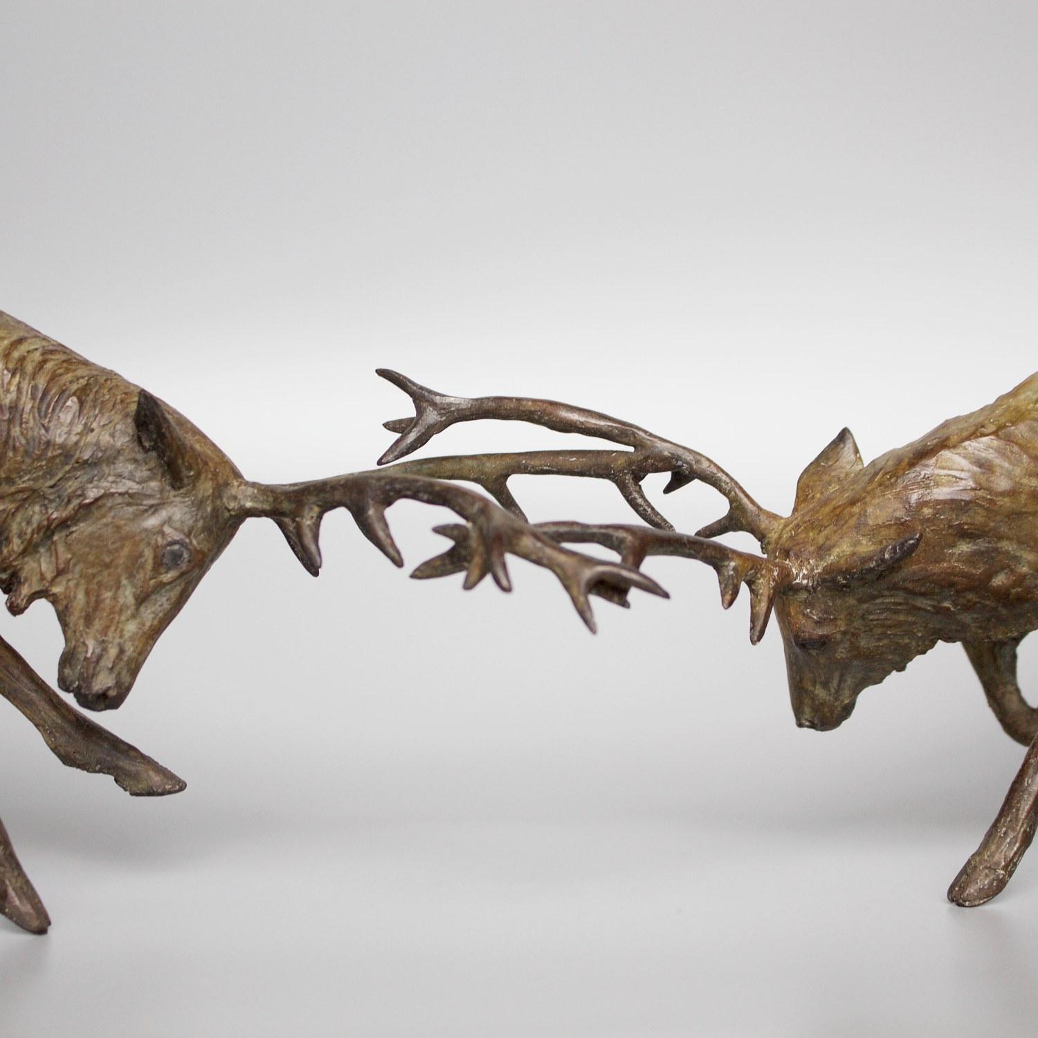 'Fighting Stags' Limited Edition Contemporary Bronze Sculpture by Jenna Gearing 3