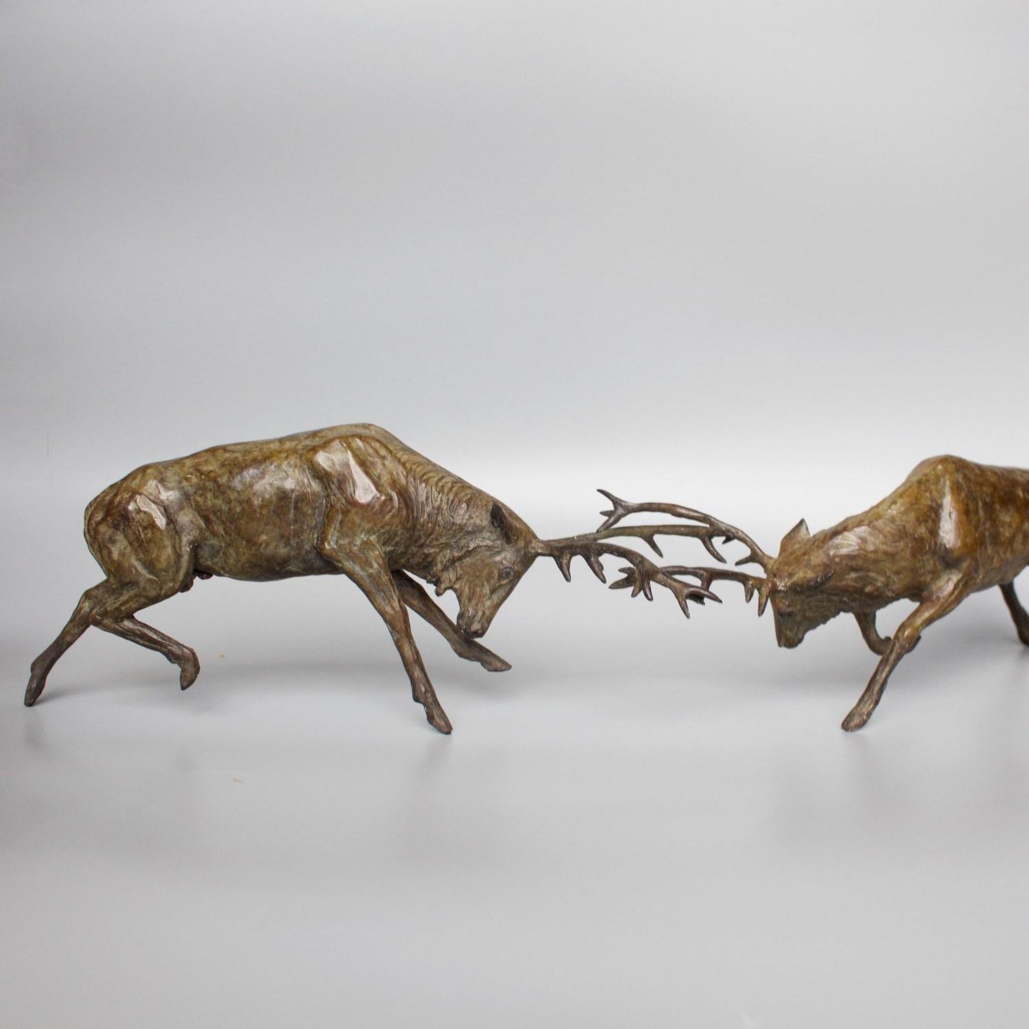 'Fighting Stags' Limited Edition Contemporary Bronze Sculpture by Jenna Gearing 4