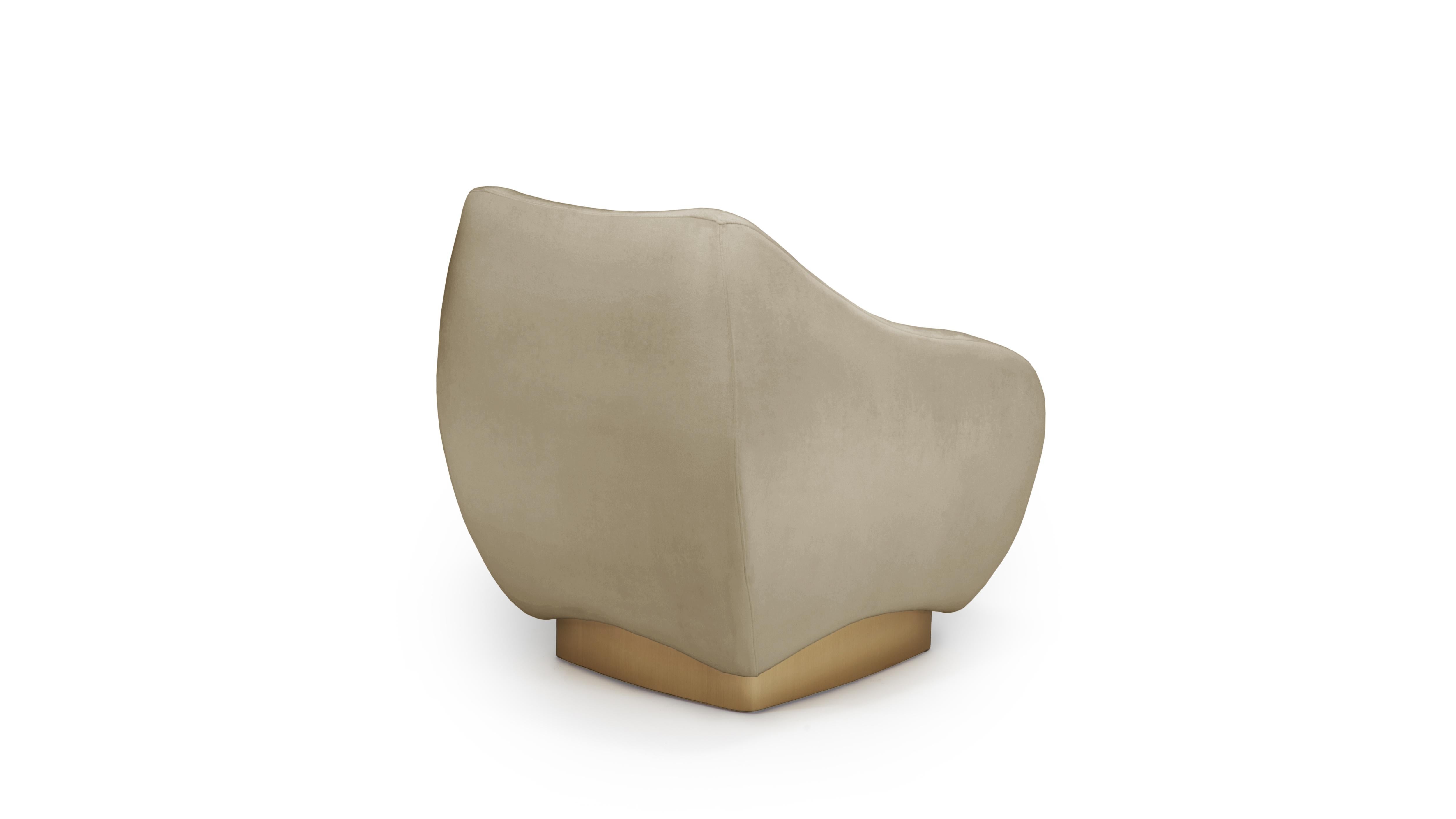 Portuguese Figueroa Armchair, Velvet & Brass, InsidherLand by Joana Santos Barbosa For Sale
