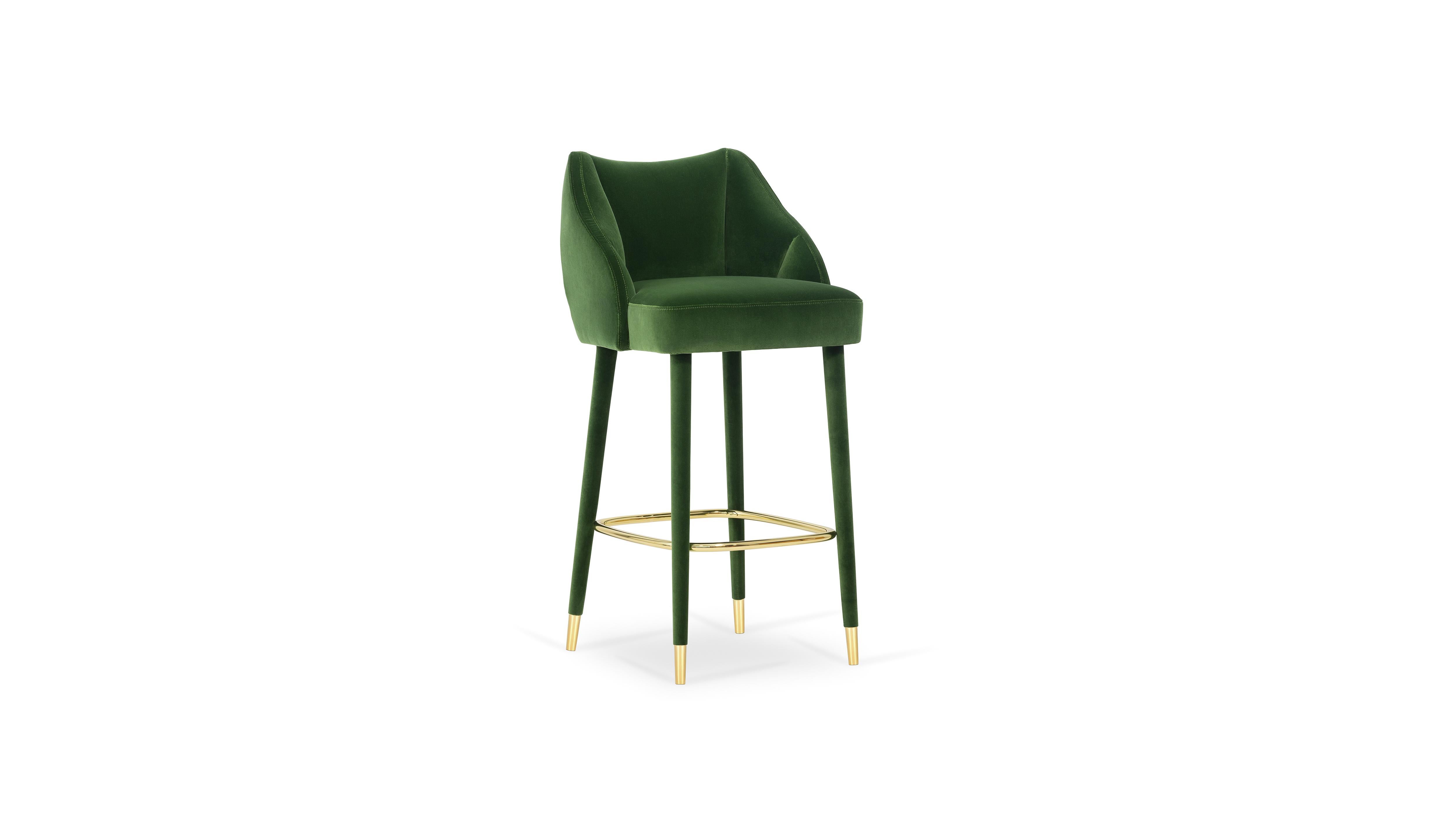 Figueroa Bar Stool by InsidherLand
Dimensions: D 54 x W 53 x H 107 cm.
Materials: polished brass, InsidherLand Cotton Velvet Ref.CV 0790 fabric.
11 kg.
Available in different fabrics.

Located in the sunny California on the south-west of the United