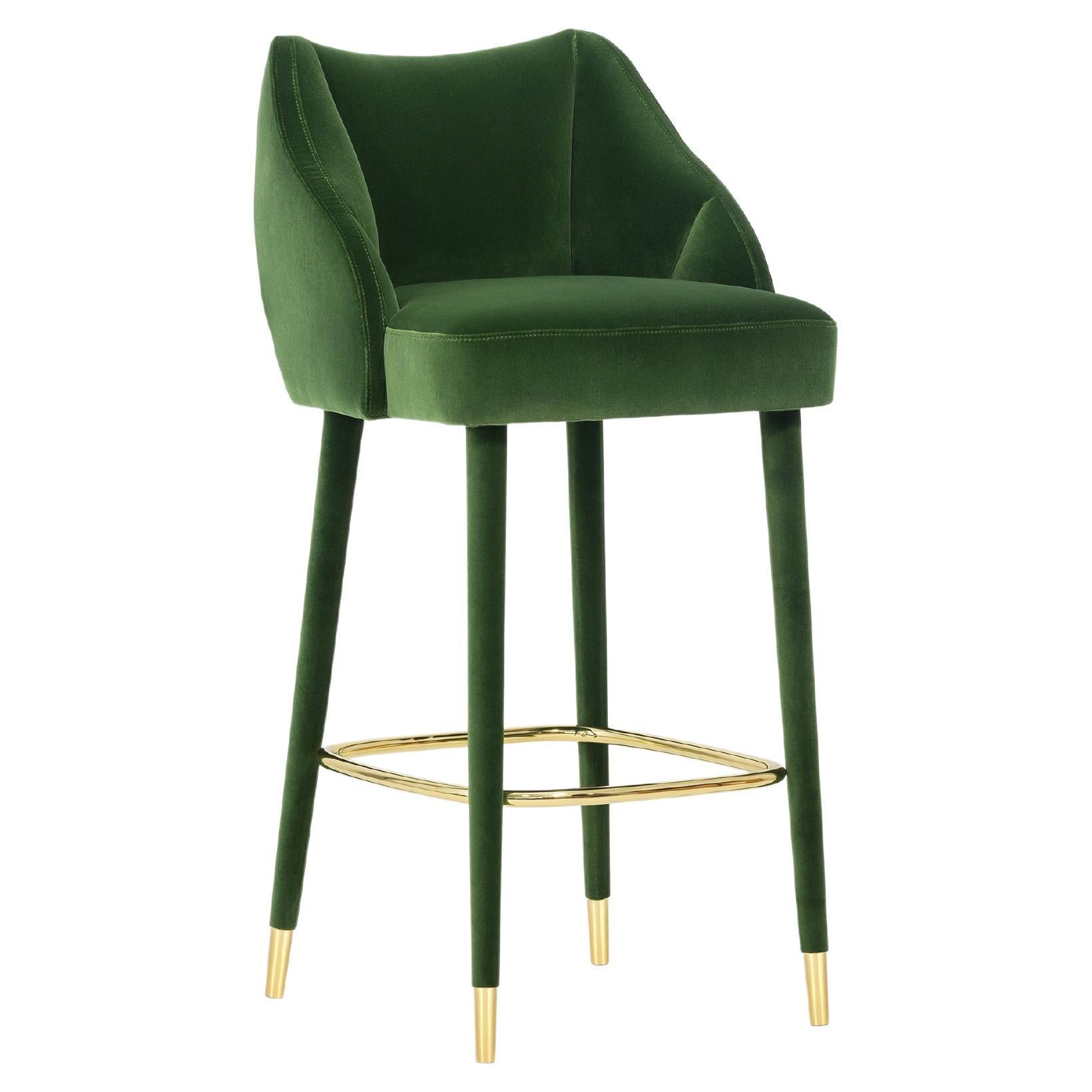 Figueroa Counter Stool, Velvet & Brass, InsidherLand by Joana Santos Barbosa For Sale