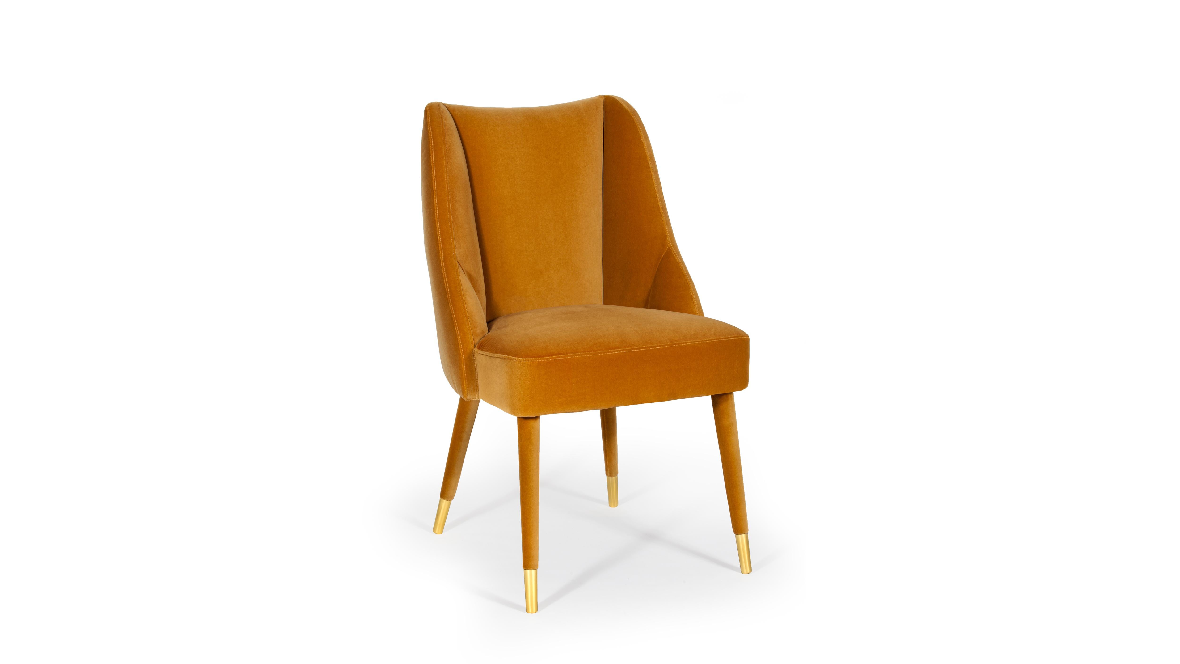 Figueroa Dining Chair by InsidherLand
Dimensions: D 62 x W 56 x H 90 cm.
Materials: Polished brass, InsidherLand Cotton Velvet ref. 0166 fabric.
11 kg.
Available in different fabrics.

Located in the sunny California on the south-west of the United