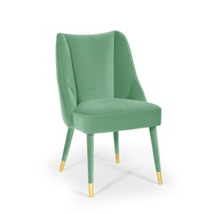 Organic nature-inspired turquoise velvet Figueroa dining chair by InsidherLand