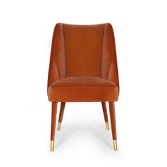 Organic nature-inspired red velvet brass Figueroa dining chair by InsidherLand