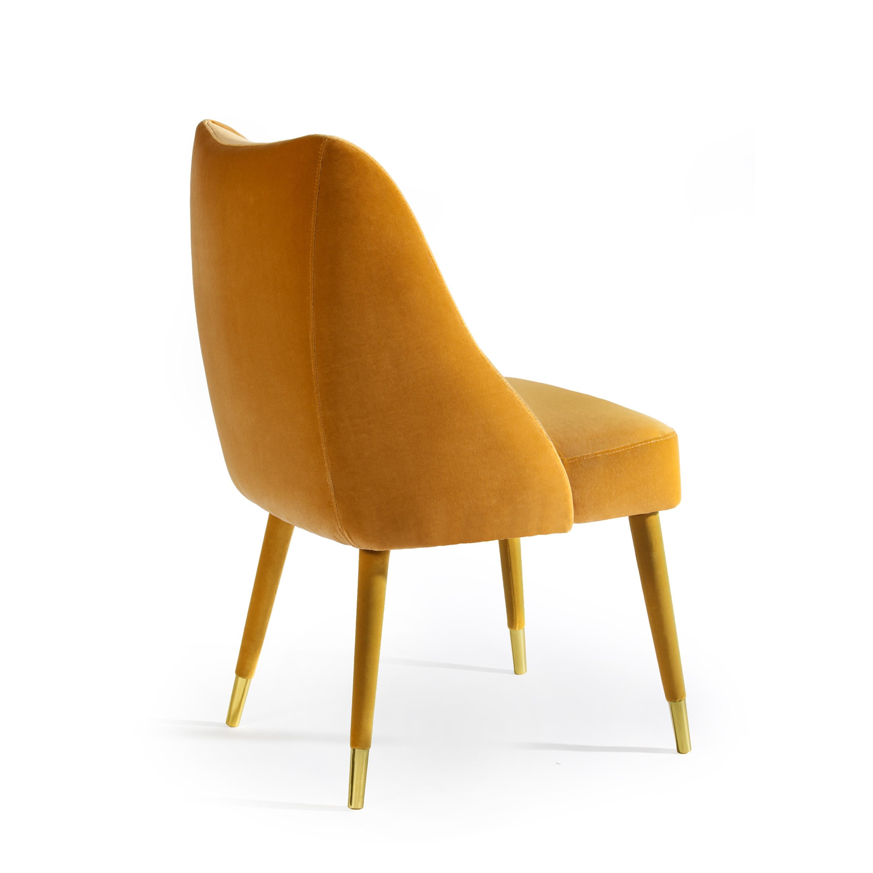 Polished Figueroa Dining Chair, Velvet & Brass, InsidherLand by Joana Santos Barbosa For Sale