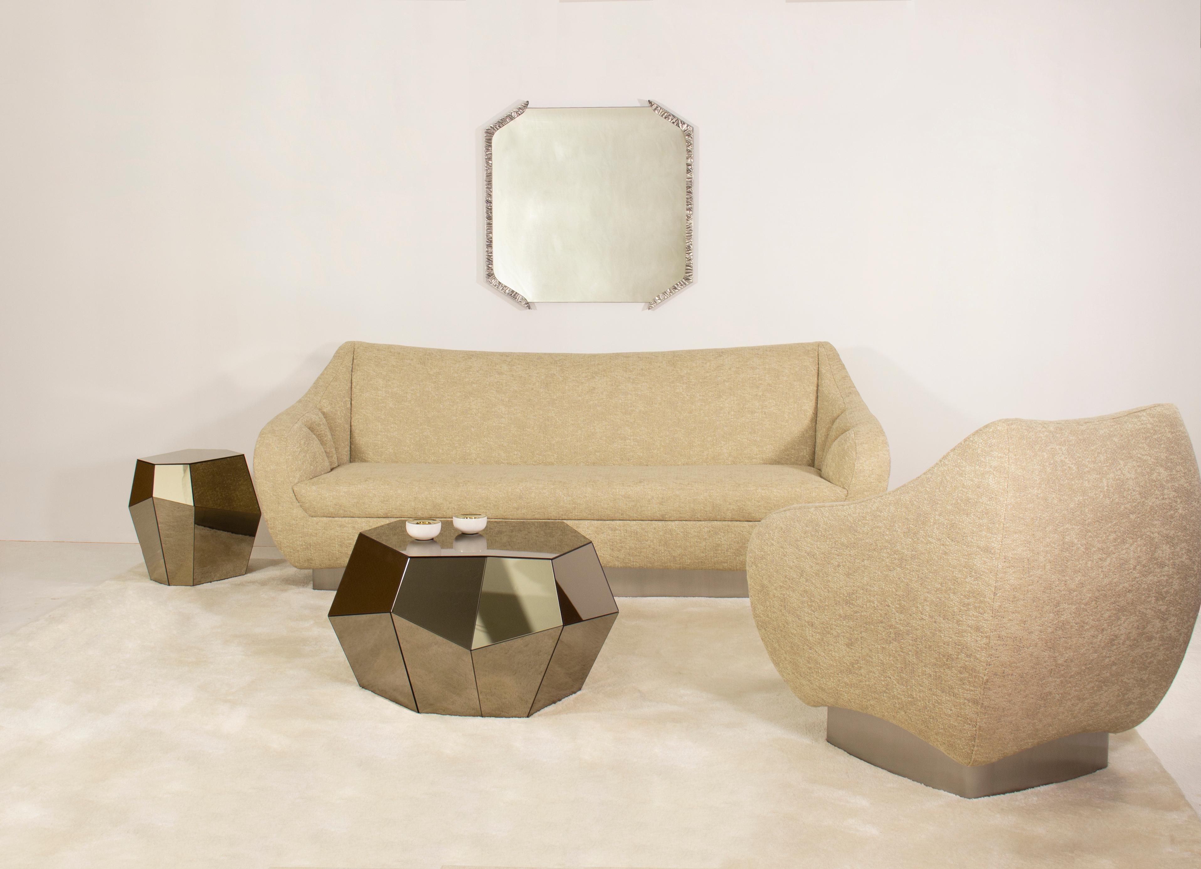 Brushed Figueroa Three-Seat Sofa, Brass & COM, InsidherLand by Joana Santos Barbosa For Sale