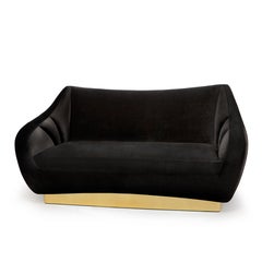Organic nature-inspired onyx velvet brass Figueroa 2 seat sofa by InsidherLand