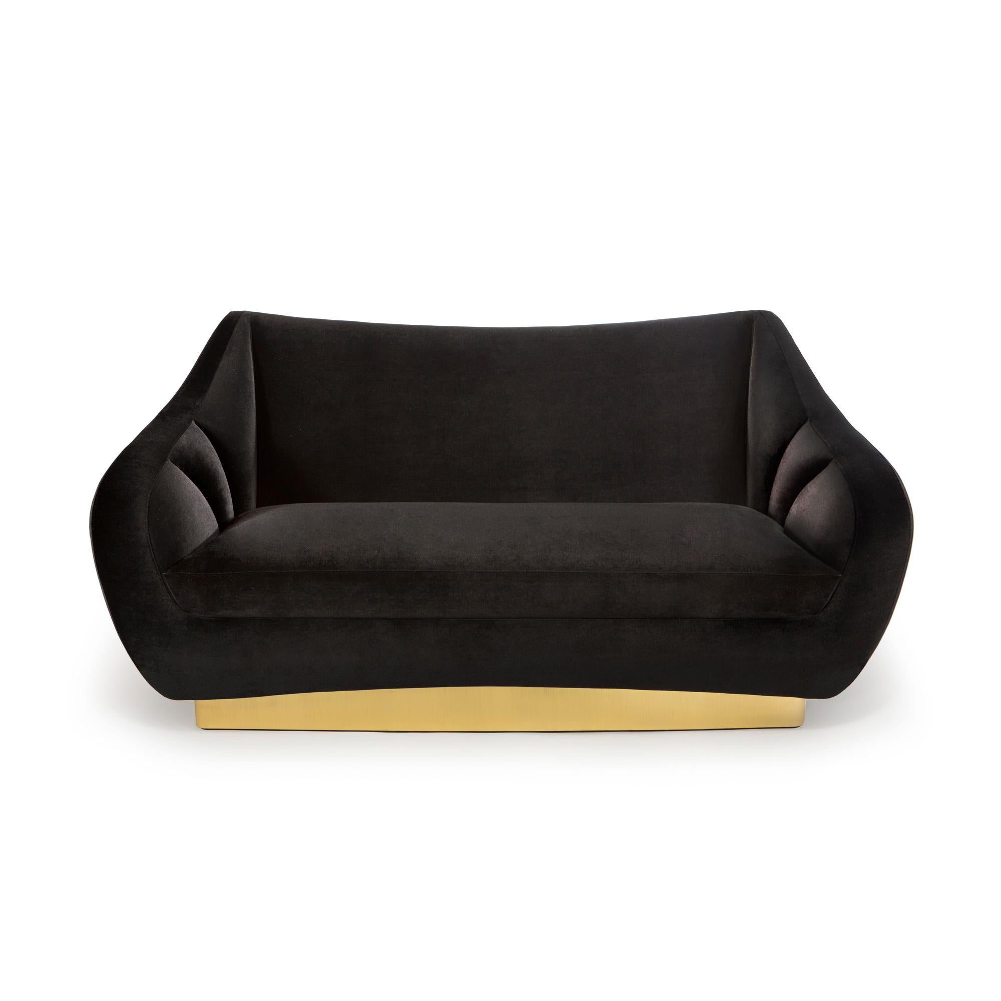 Modern Figueroa Two-Seat Sofa, Velvet & Brass, InsidherLand by Joana Santos Barbosa For Sale