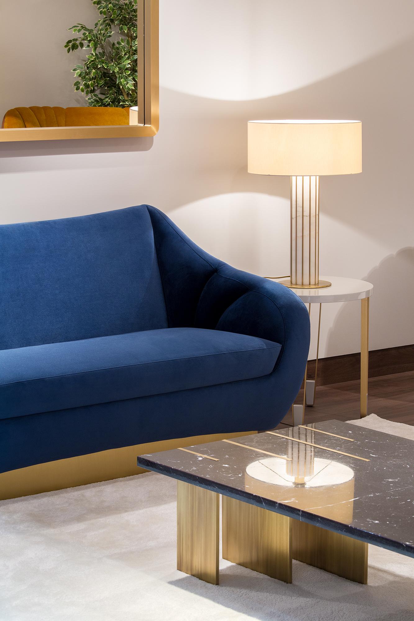 Figueroa Two-Seat Sofa, Velvet & Brass, InsidherLand by Joana Santos Barbosa For Sale 3