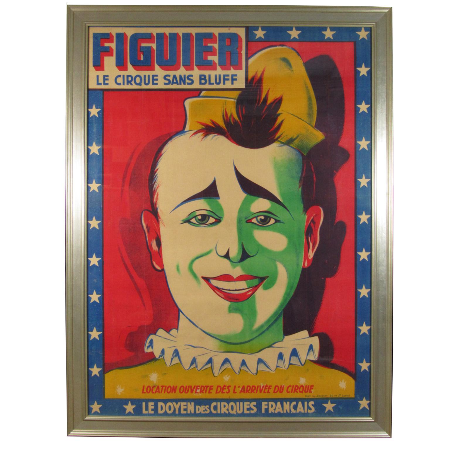 Figuier le Cirque Sans Bluff Midcentury French Poster For Sale