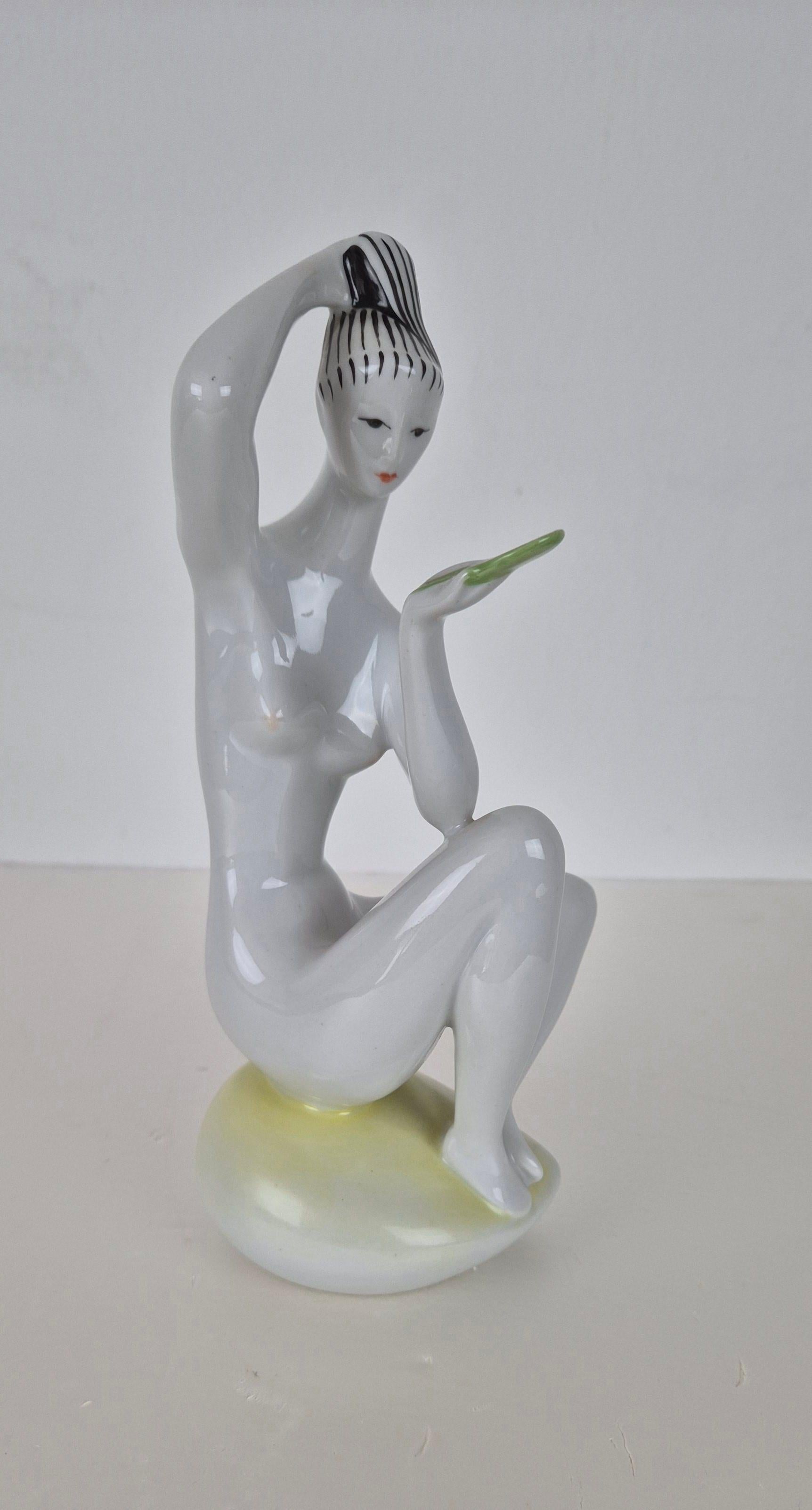 Stunning hand-painted Zsolnay porcelain figure by renowned Hungarian artist János Török also called 