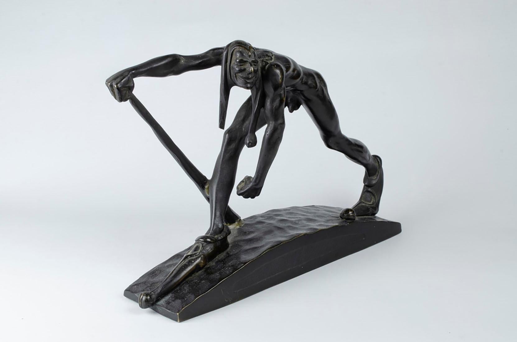 Art Deco Figura en Bronce patinado de Paul Rosanowski 