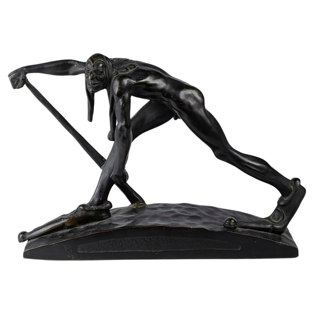 Figura en Bronce patinado de Paul Rosanowski "Narr" 20th Century For Sale