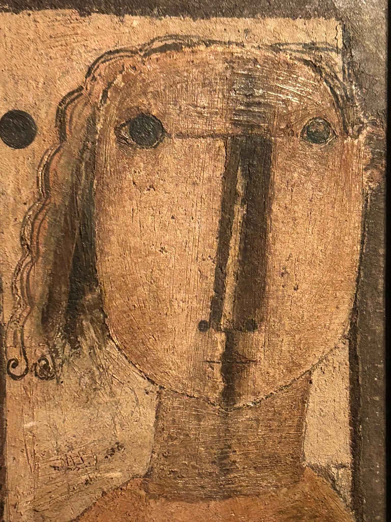 Opera dell'artista italiano Antonio Mignozzi, realizzata su tela preparata in stile affresco e incorniciata, dimensioni della tela 35 × 50 cm (incorniciata 44.5x59). L'opera mostra la cifra stilistica di Mignozzi, con una composizione essenziale,