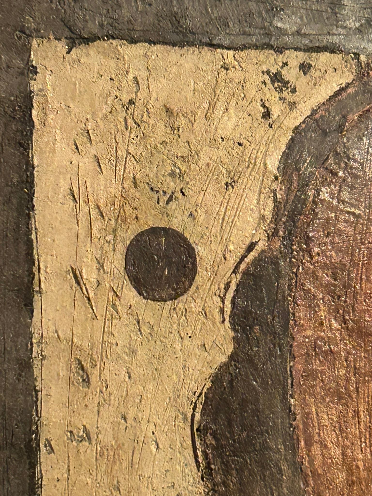 “Figura Frontale” di Antonio Mignozzi - Olio/Affresco su Tela - Italia 1970/'80 In Good Condition For Sale In Milano, IT