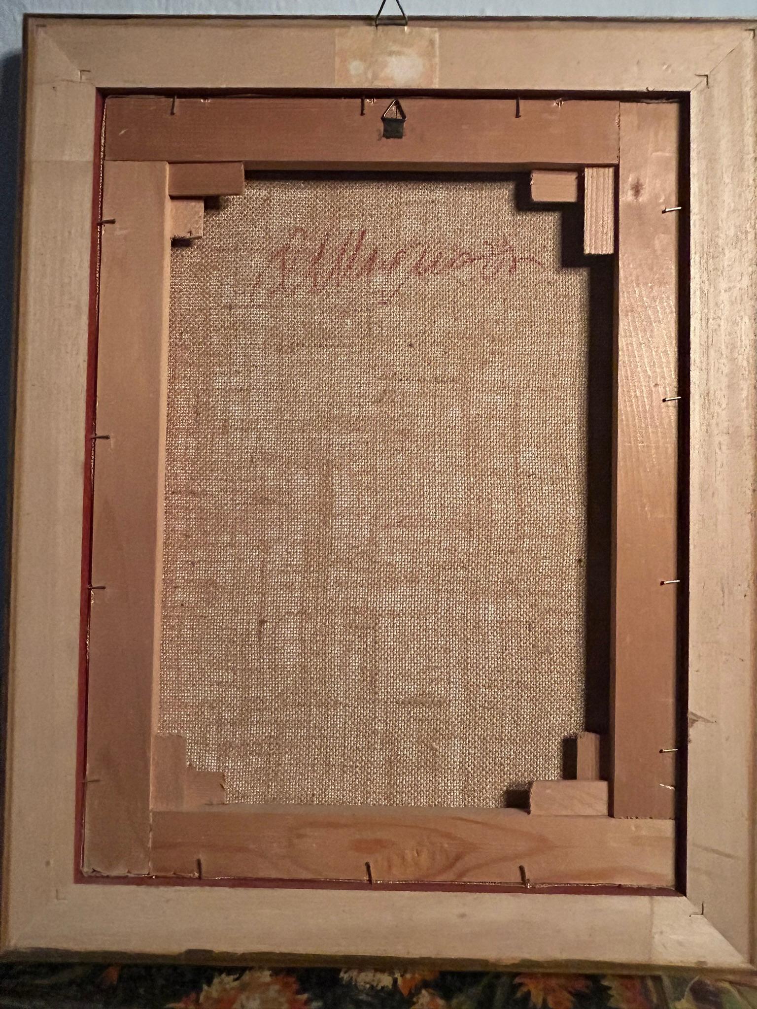 Canvas “Figura Frontale” di Antonio Mignozzi - Olio/Affresco su Tela - Italia 1970/'80 For Sale