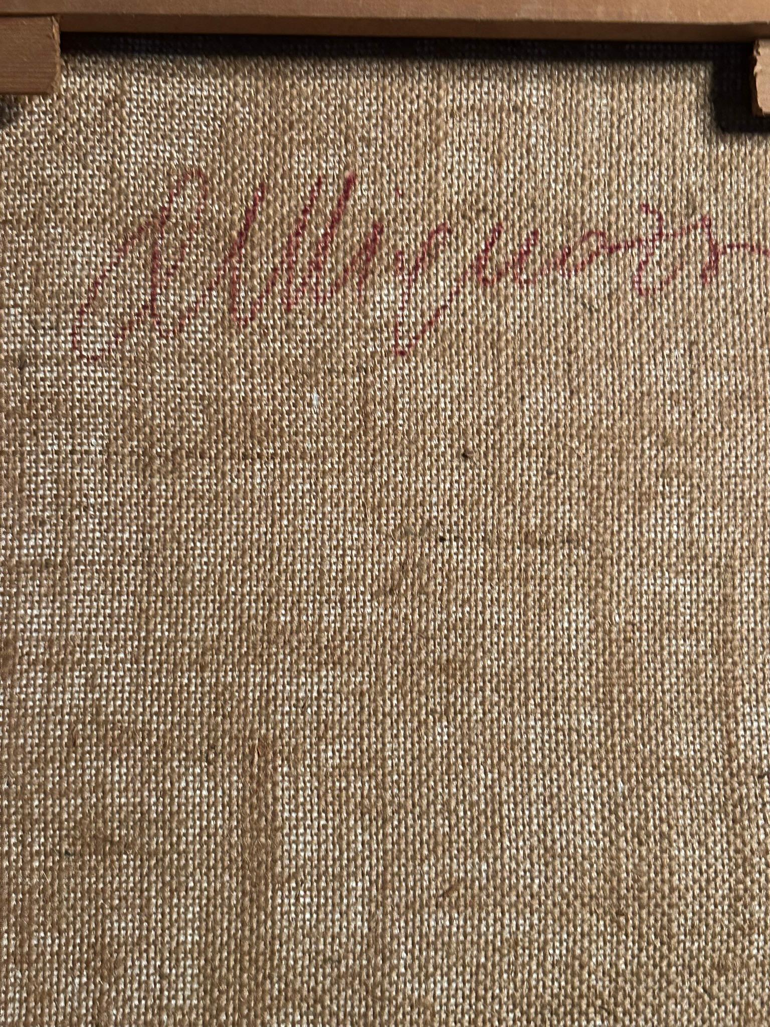 “Figura Frontale” di Antonio Mignozzi - Olio/Affresco su Tela - Italia 1970/'80 For Sale 1