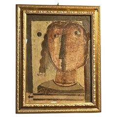 "Figura Frontale" di Antonio Mignozzi - Olio/Affresco su Tela - Italia 1970/
80