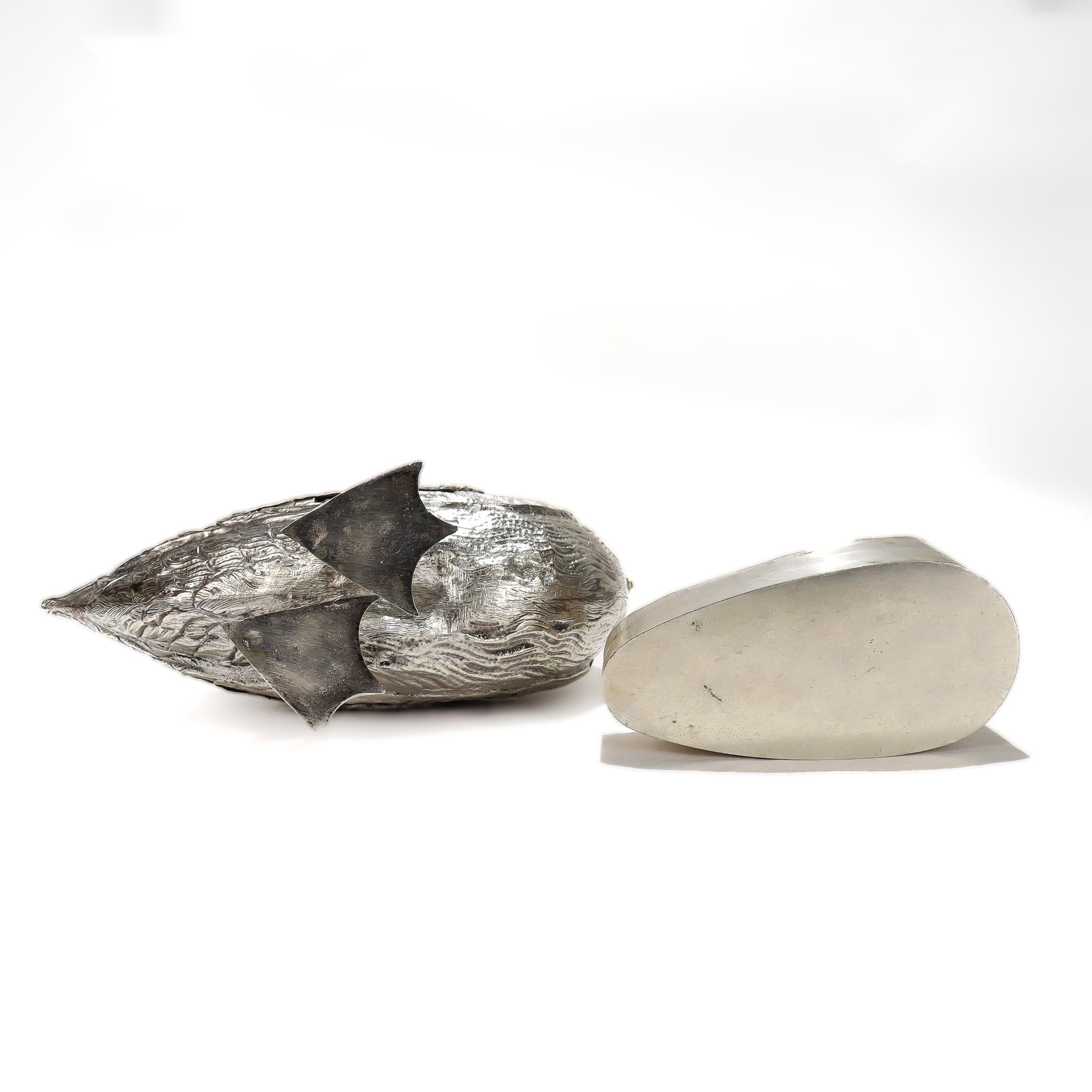 Figuraler Alpaka 'Silver' Swan Blumenhalter oder Tafelaufsatz für den Tisch im Angebot 14