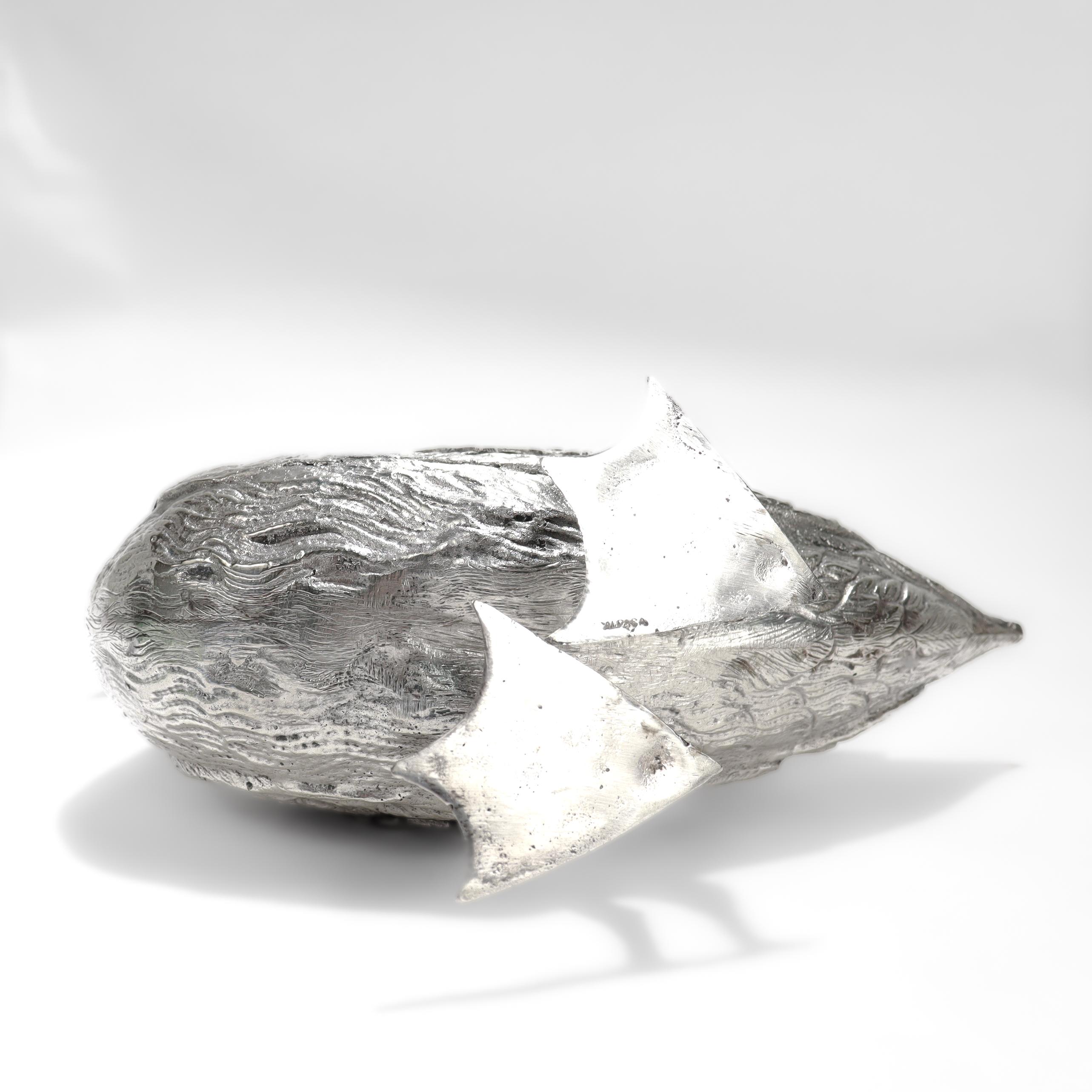 Figuraler Alpaka 'Silver' Swan Blumenhalter oder Tafelaufsatz für den Tisch im Angebot 15