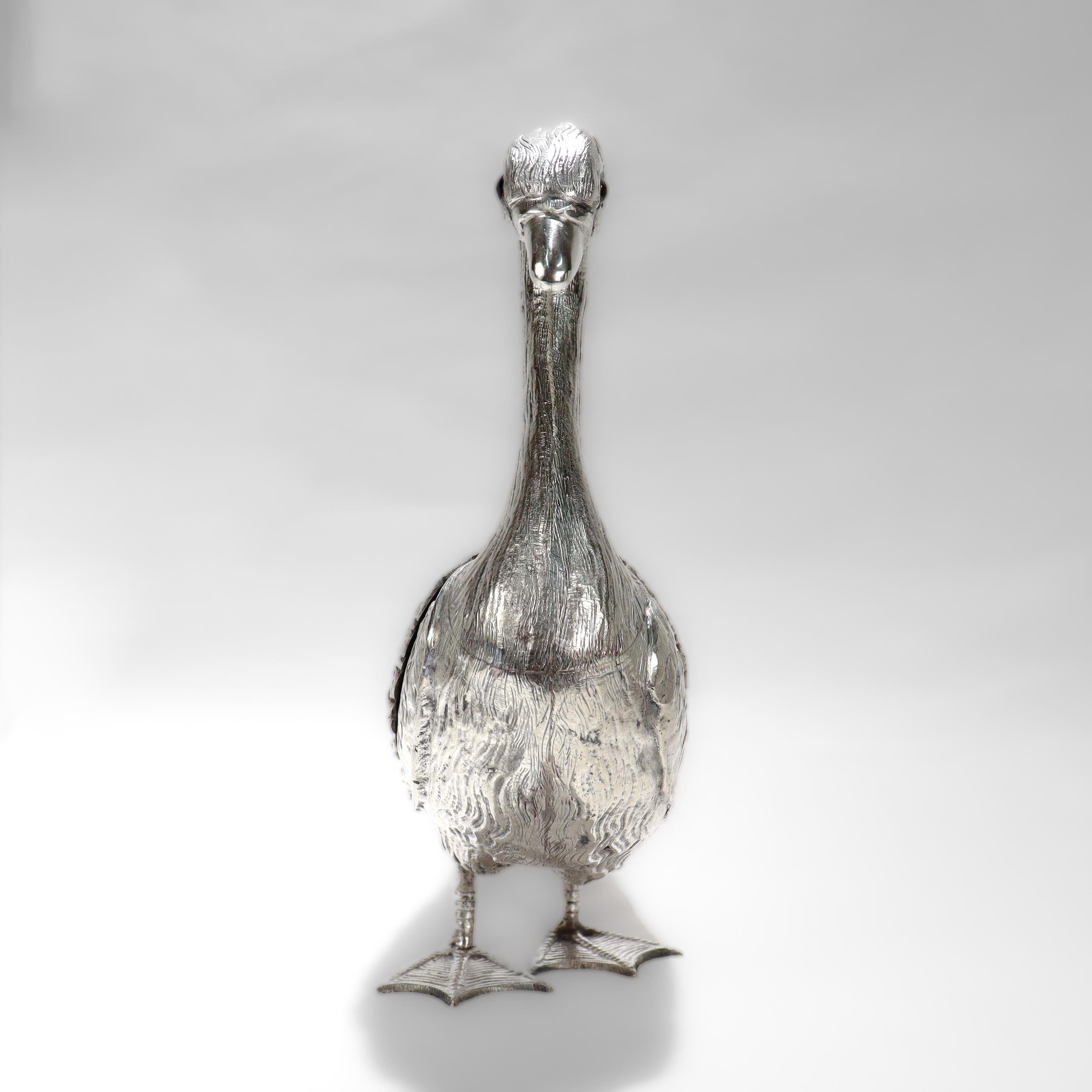 Figuraler Alpaka 'Silver' Swan Blumenhalter oder Tafelaufsatz für den Tisch im Angebot 3