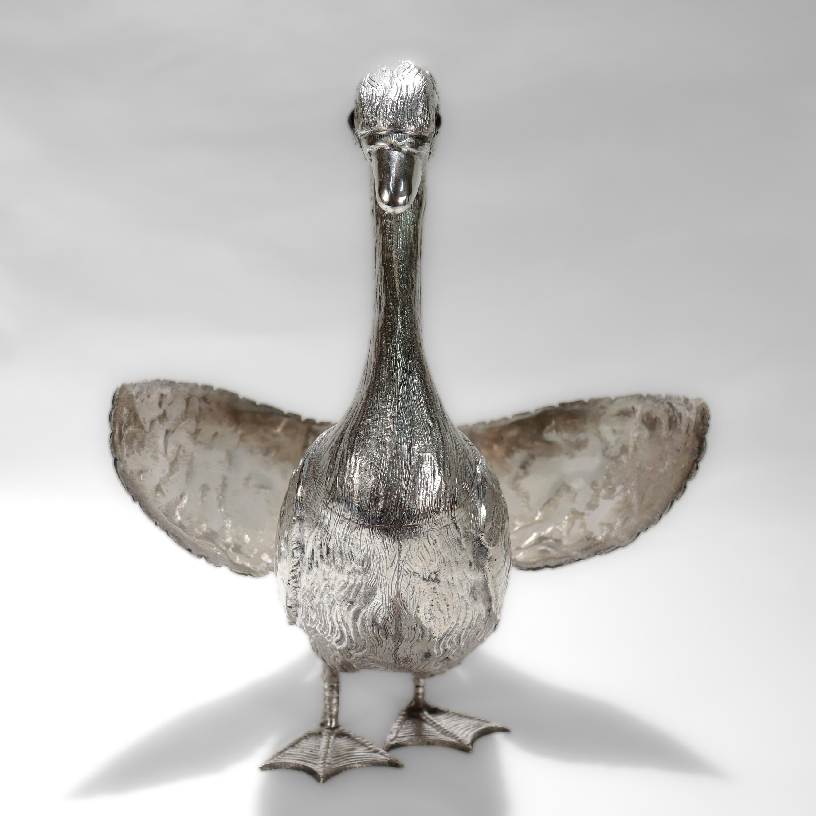 Figuraler Alpaka 'Silver' Swan Blumenhalter oder Tafelaufsatz für den Tisch im Angebot 4