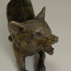 Figural Antique Austrian Bronze Pen/Nib Wipe - Fox, circa 1900