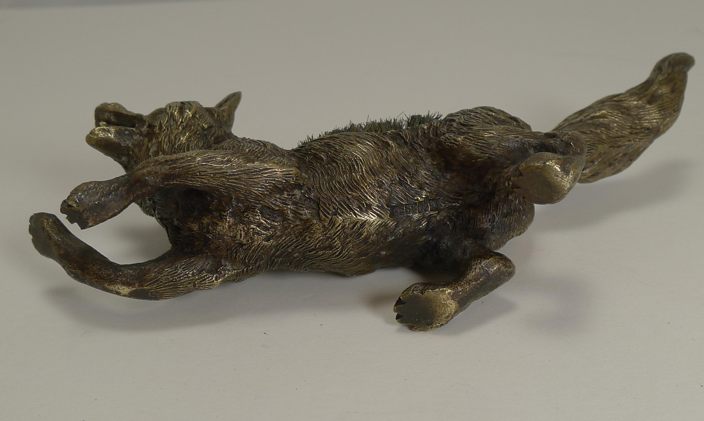 Late 19th Century Figural Antique Austrian Bronze Pen/Nib Wipe - Fox, circa 1900