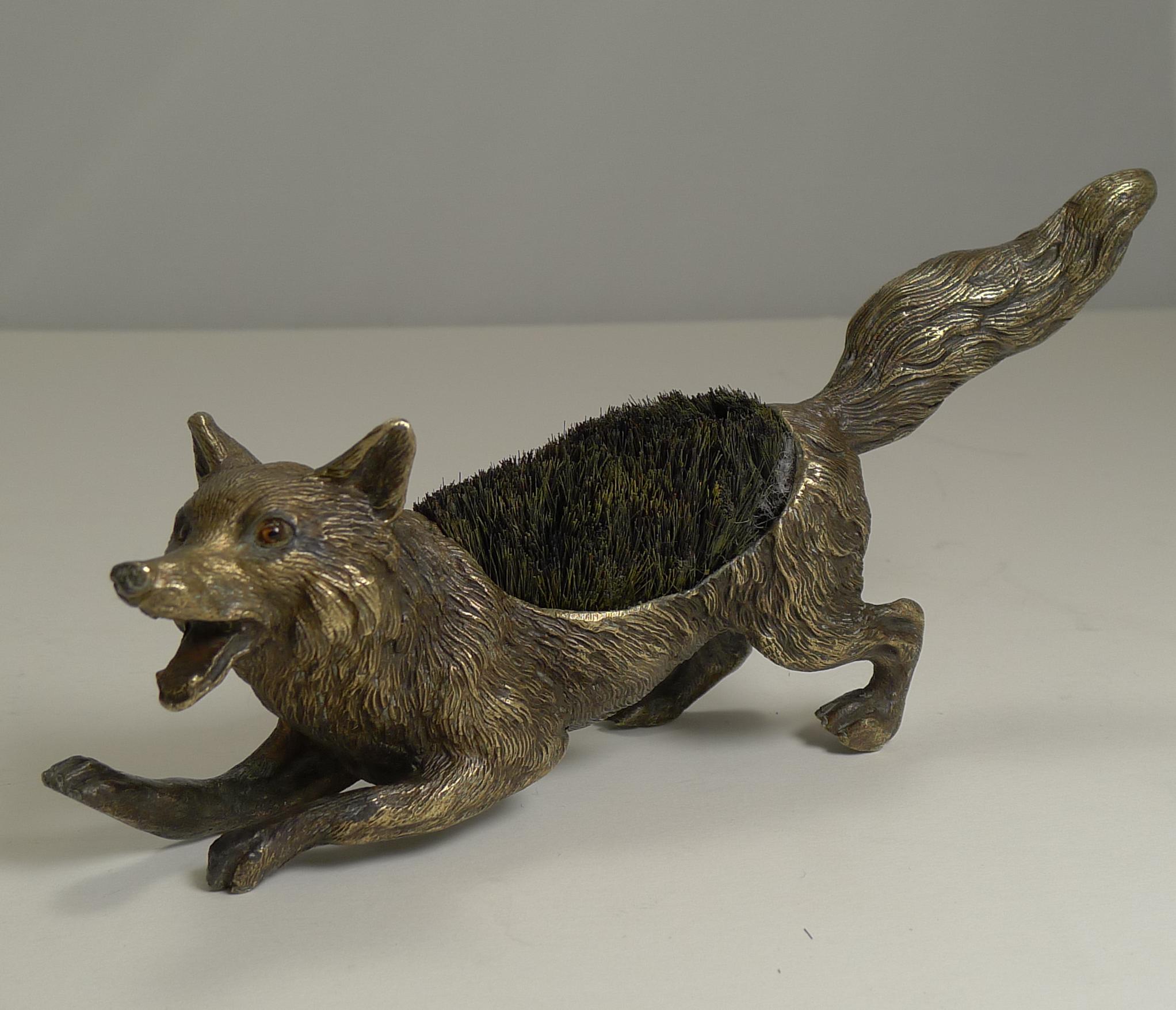 Figural Antique Austrian Bronze Pen/Nib Wipe - Fox, circa 1900 3