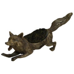 Figural Antique Austrian Bronze Pen/Nib Wipe - Fox, circa 1900