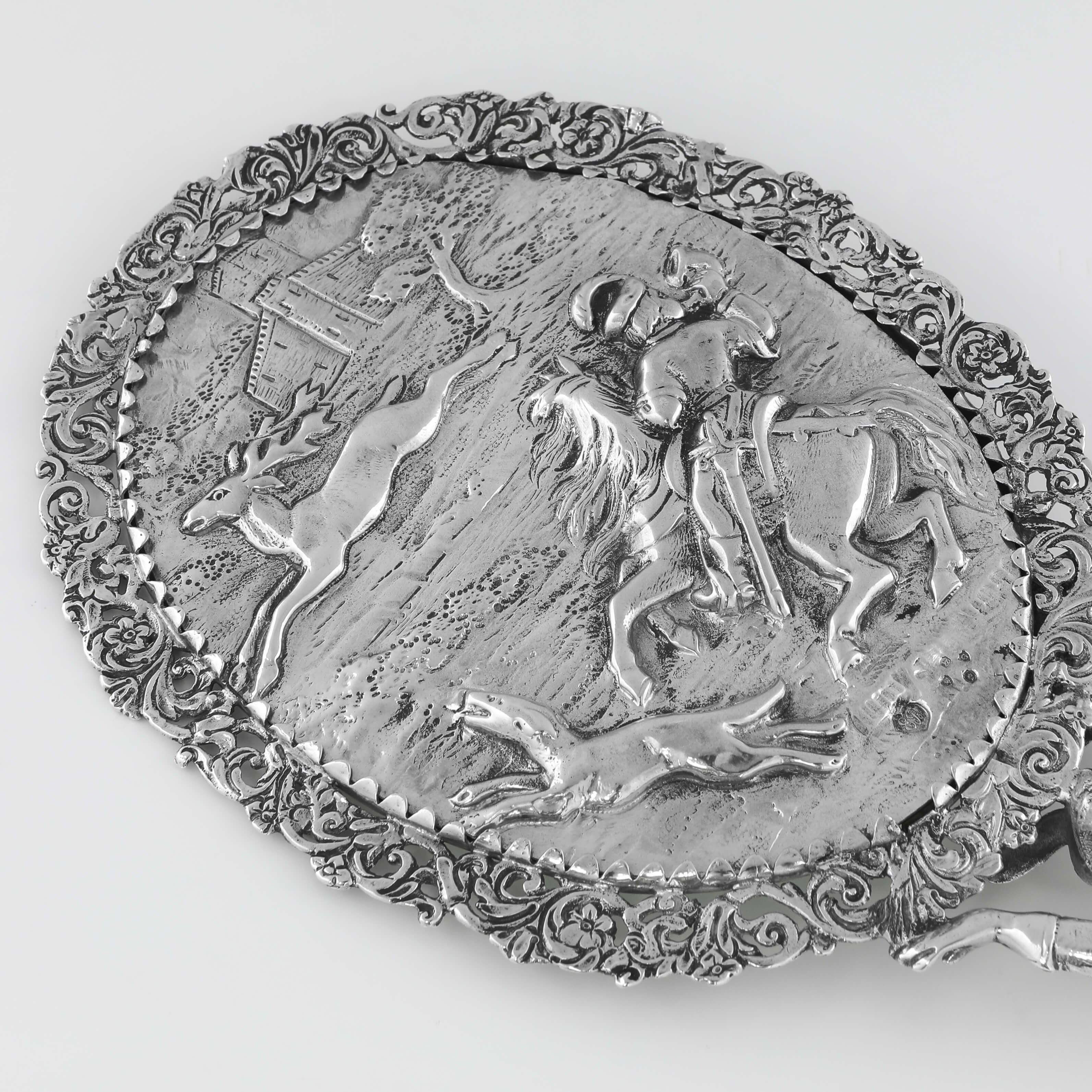 Figural Antique Sterling Silver Hand Mirror - London 1882 For Sale 1