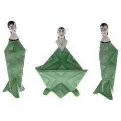 Figural Art Deco Perfume Bottles and Powder Box