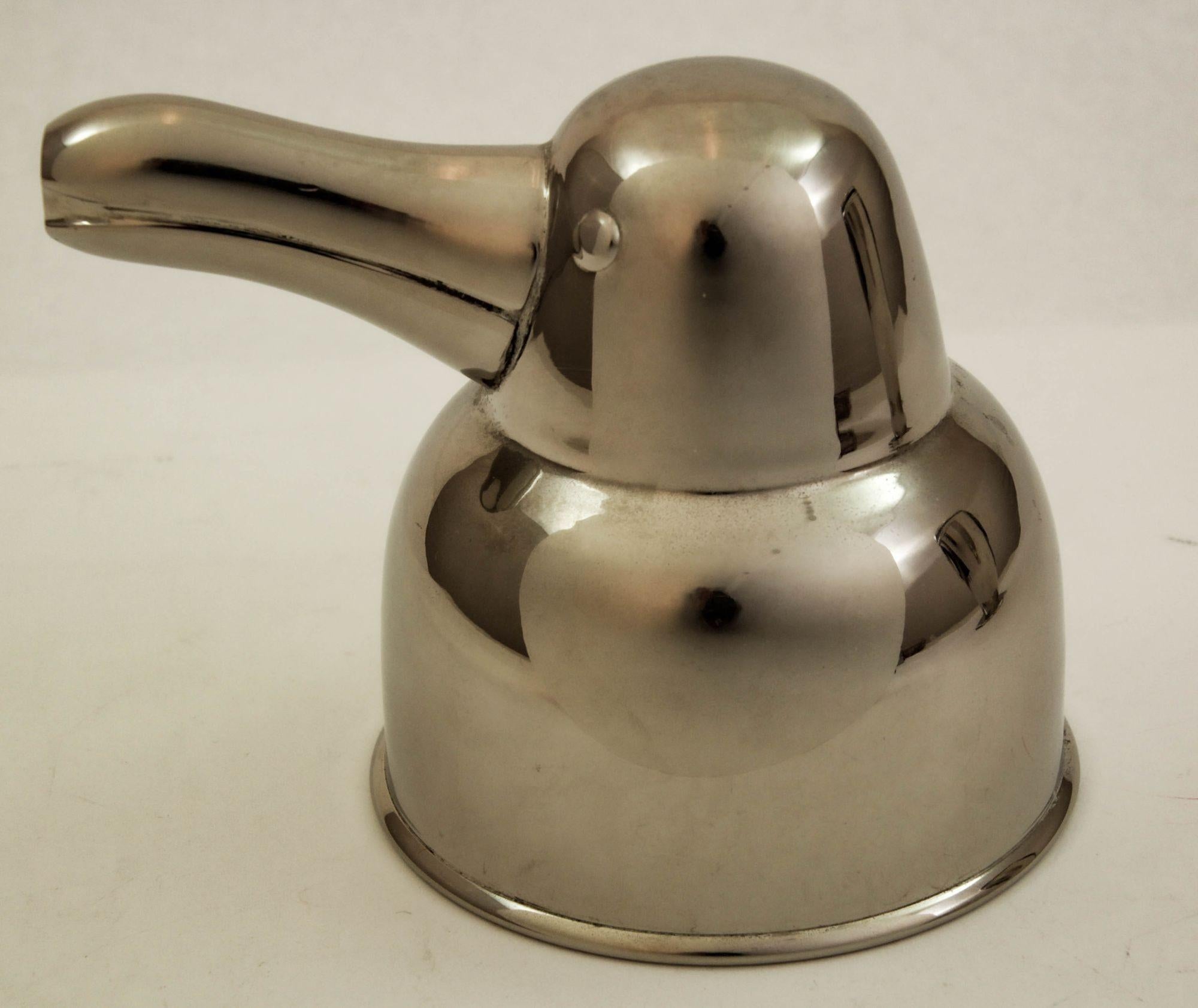 Figural Art Deco Style Chrome Penguin Cocktail Shaker 1980s 2