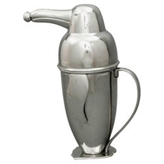 Figural Art Deco Style Chrome Penguin Cocktail Shaker 1980s