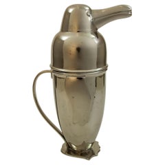 Figural Art Deco Style Chrome Penguin Cocktail Shaker 1980s