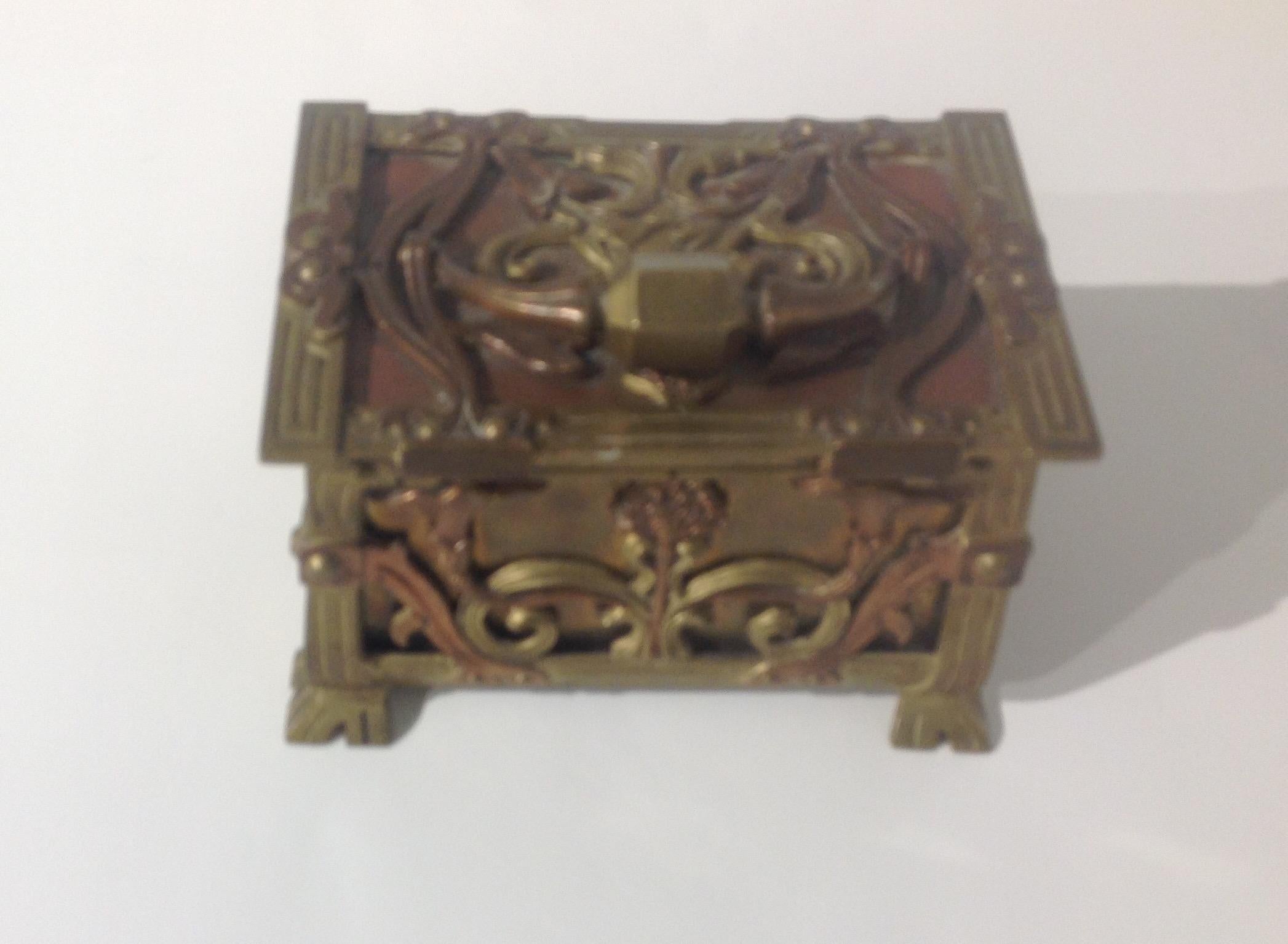 Amazing signed RS figural Art Nouveau jewelry box.