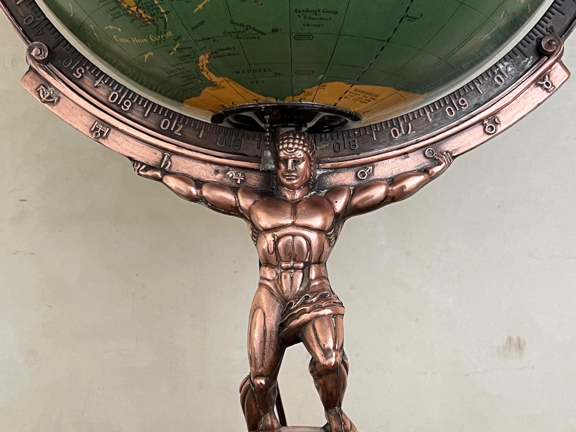 Figural Atlas & Globe Light by George F. Cram Co., c. 1940's 3
