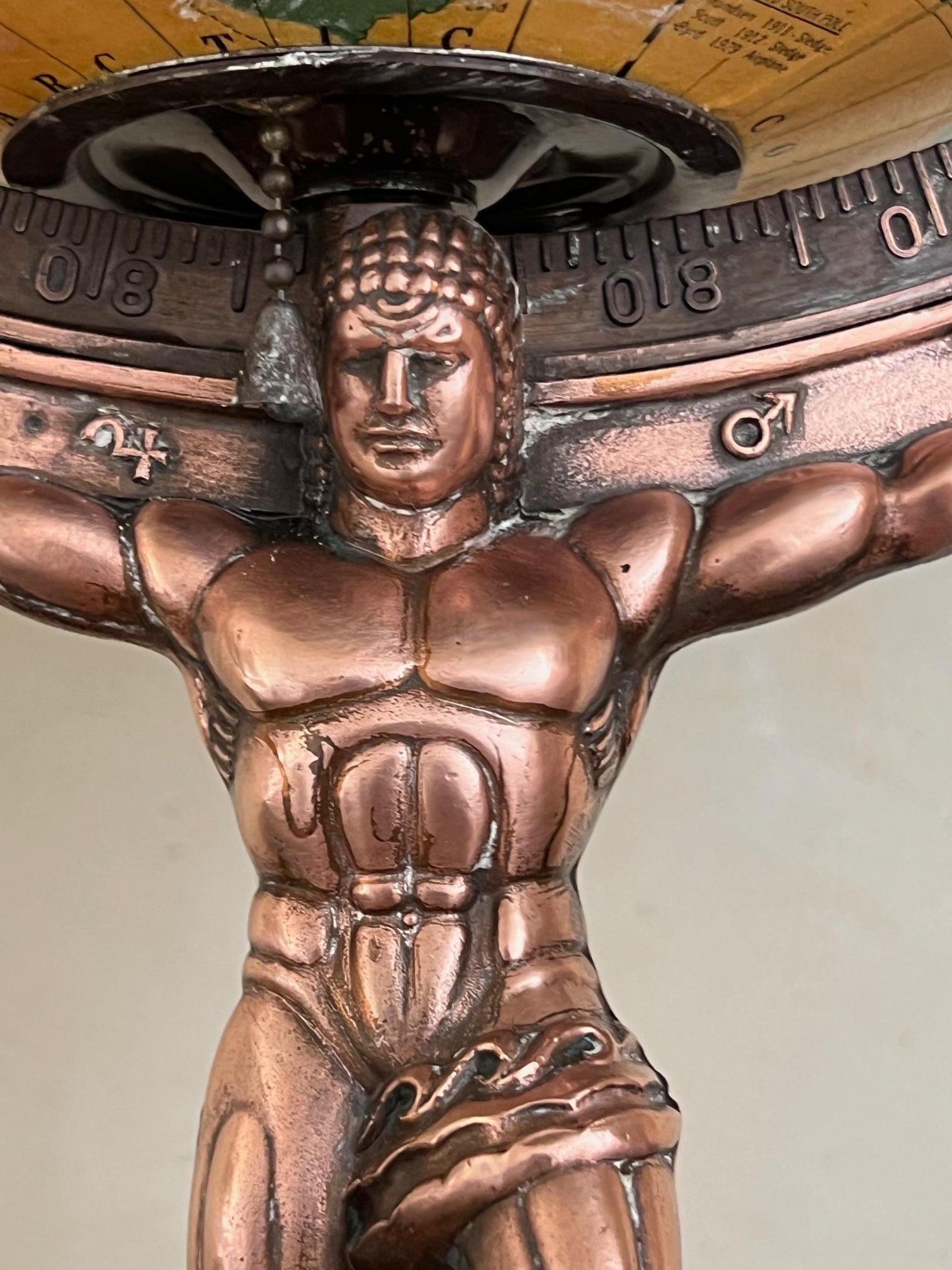 Figural Atlas & Globe Light by George F. Cram Co., c. 1940's 4