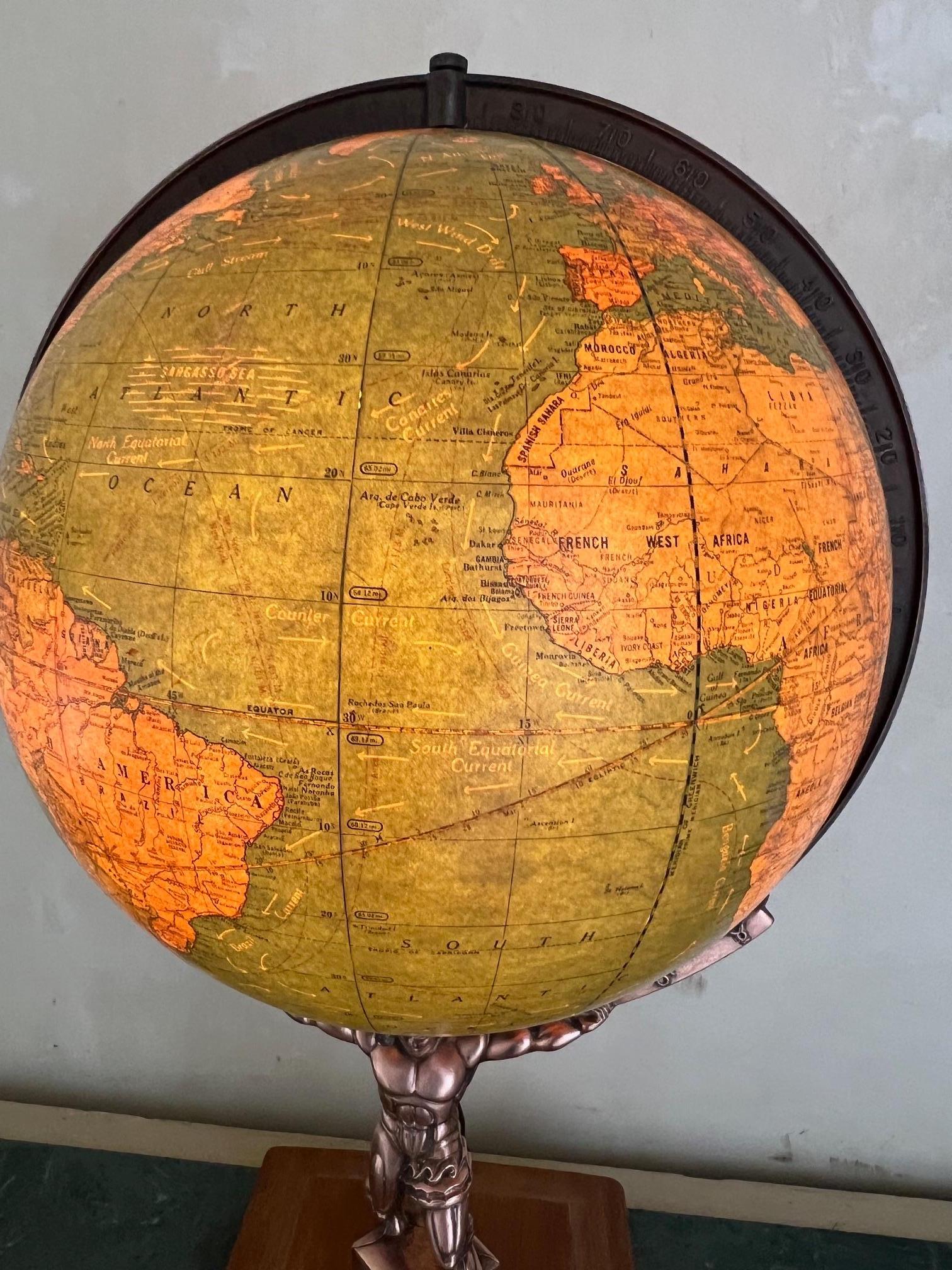 Figural Atlas & Globe Light by George F. Cram Co., c. 1940's 6