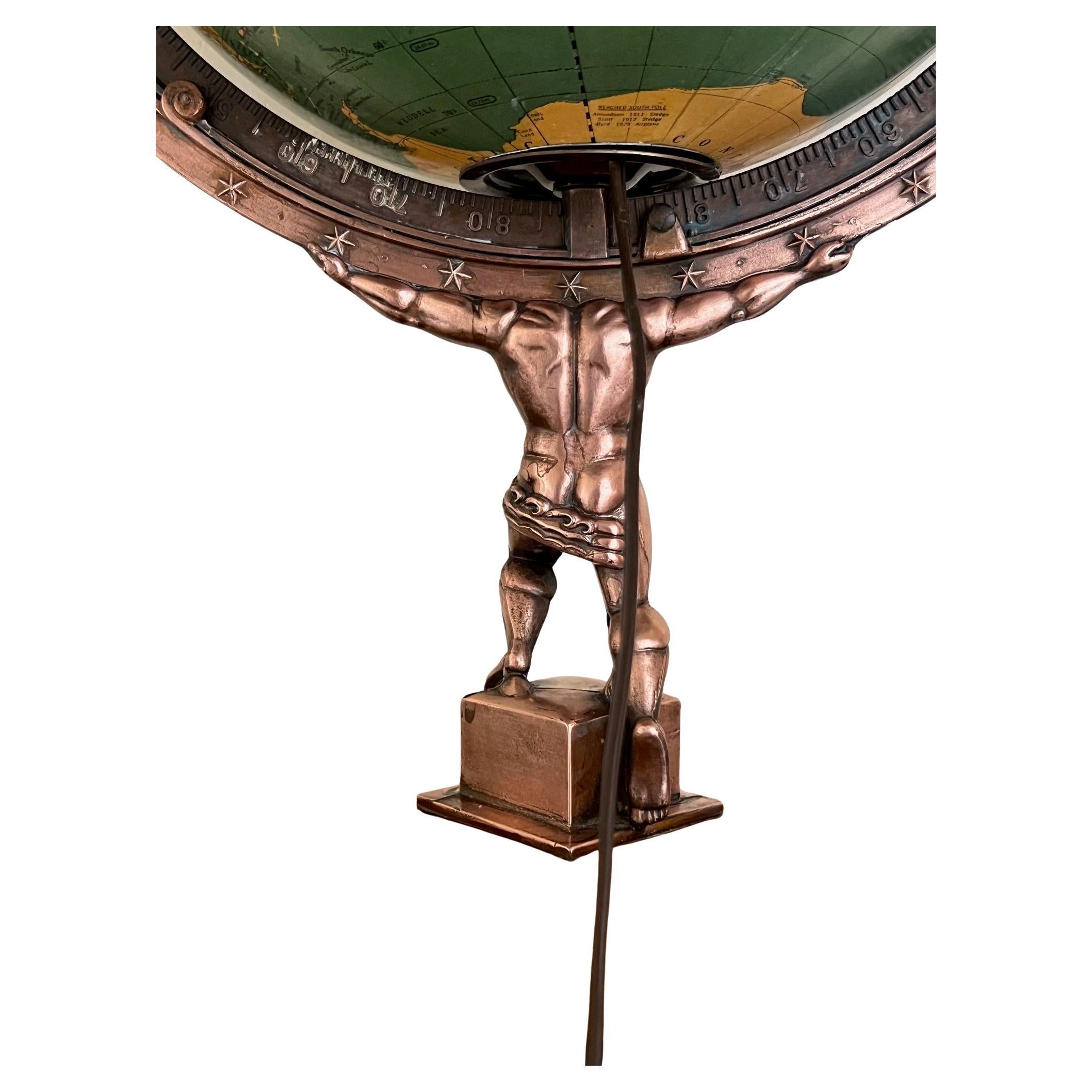 American Figural Atlas & Globe Light by George F. Cram Co., c. 1940's