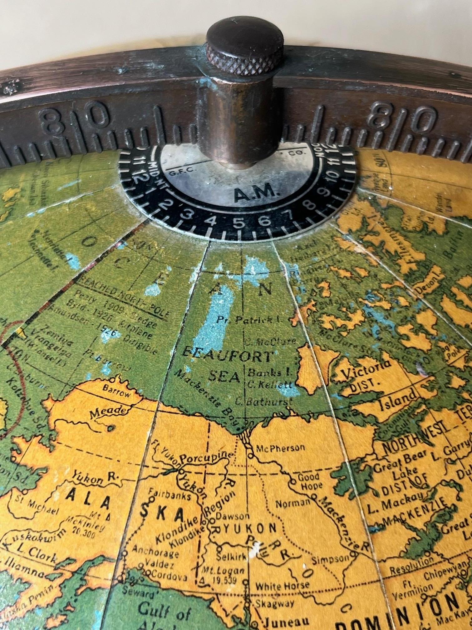 Cast Figural Atlas & Globe Light by George F. Cram Co., c. 1940's
