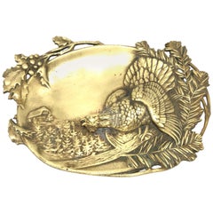 Figural  Bronze Catchall, Wood Grouse and Mountain Motif Antique, German, 1920s