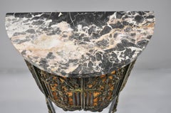 Figural Bronze and Iron Marble Telephone Stand Console Hall Table